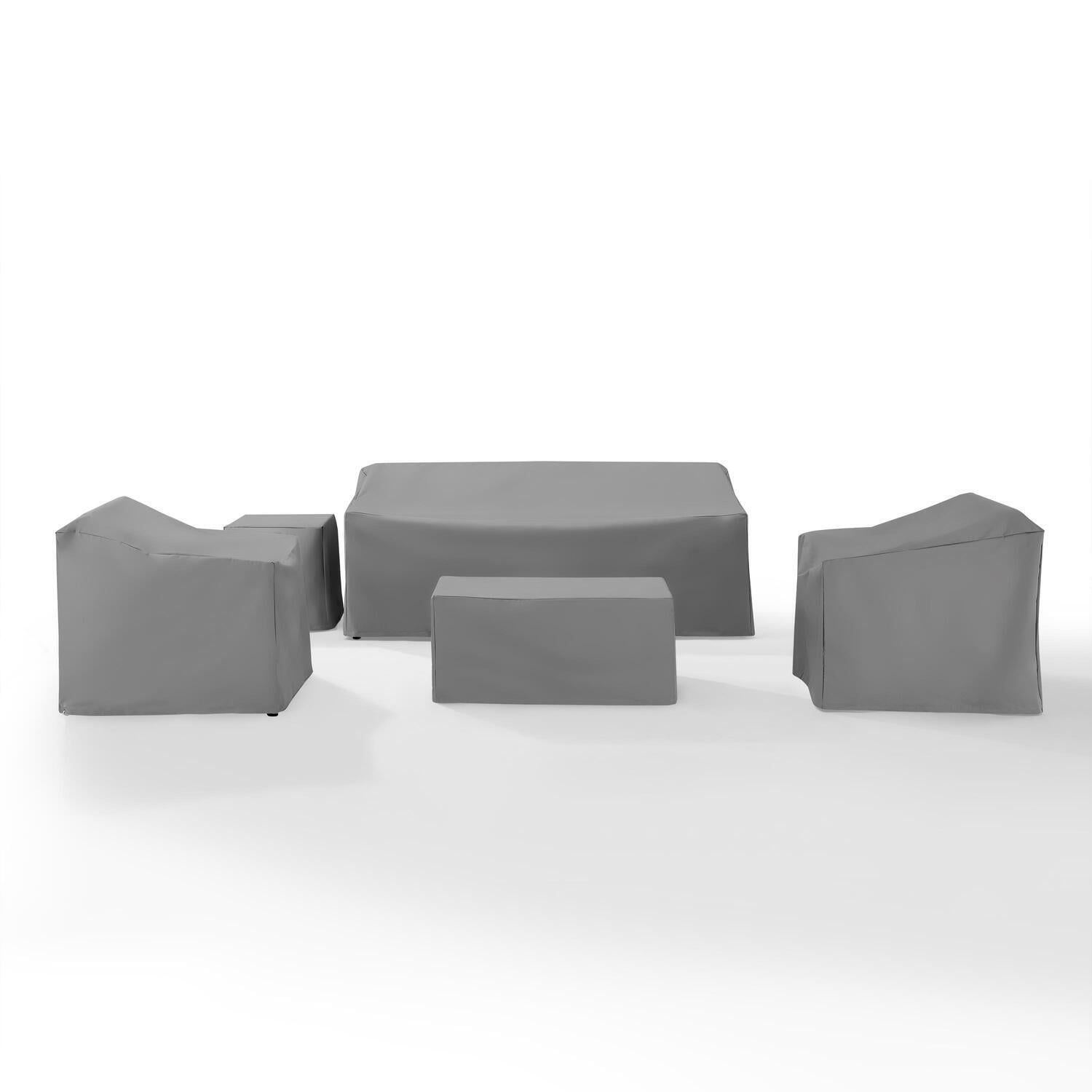 Gray Heavy-Duty Vinyl 5-Piece Outdoor Furniture Cover Set