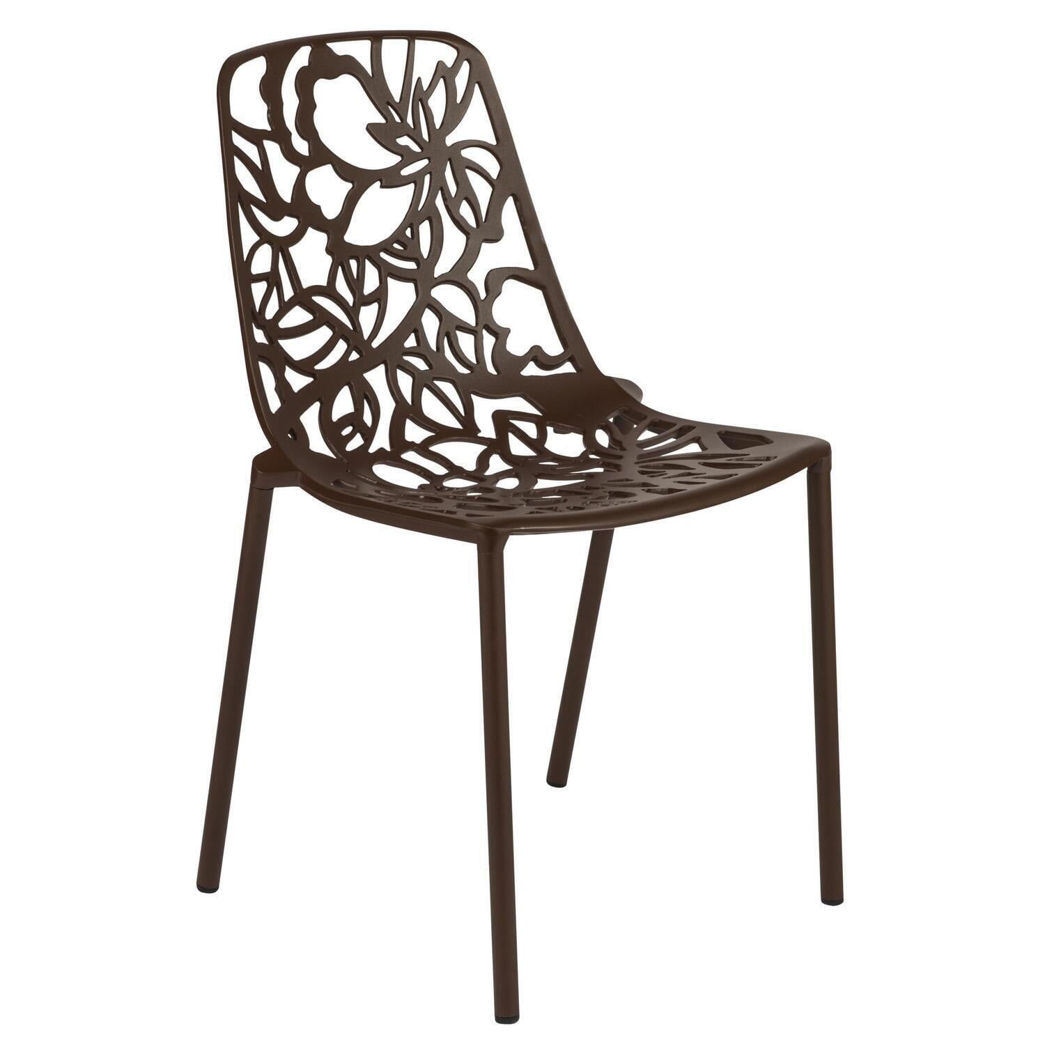 Devon Brown Aluminum Cut-Out Design Modern Outdoor Chair