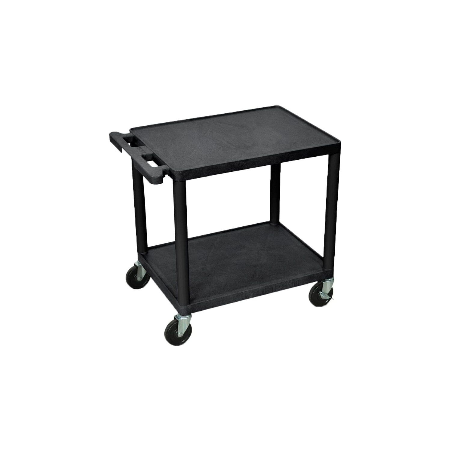 Luxor 26" Black Mobile AV Cart with Two Shelves