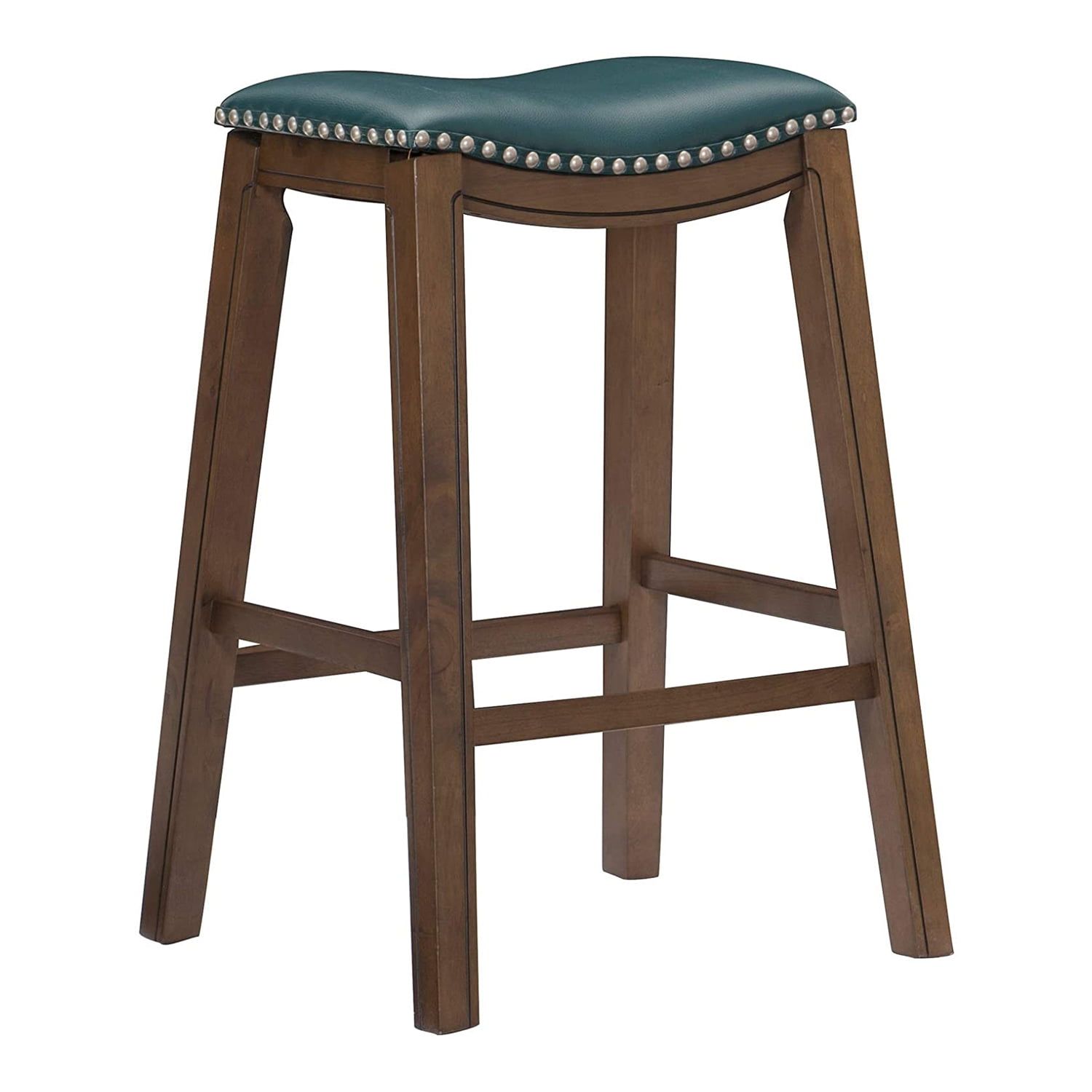 Contemporary Green Saddle-Style Wood Pub Stool 31''