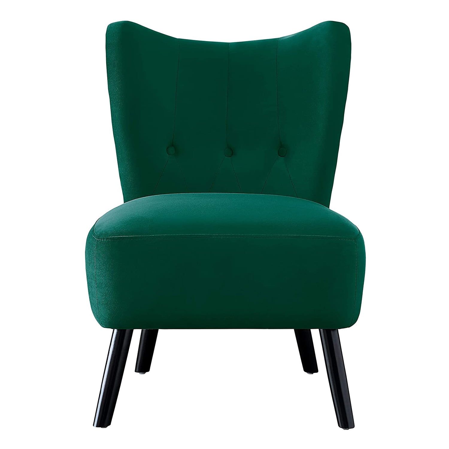 Imani Contemporary Green Velvet Accent Chair with Wood Legs