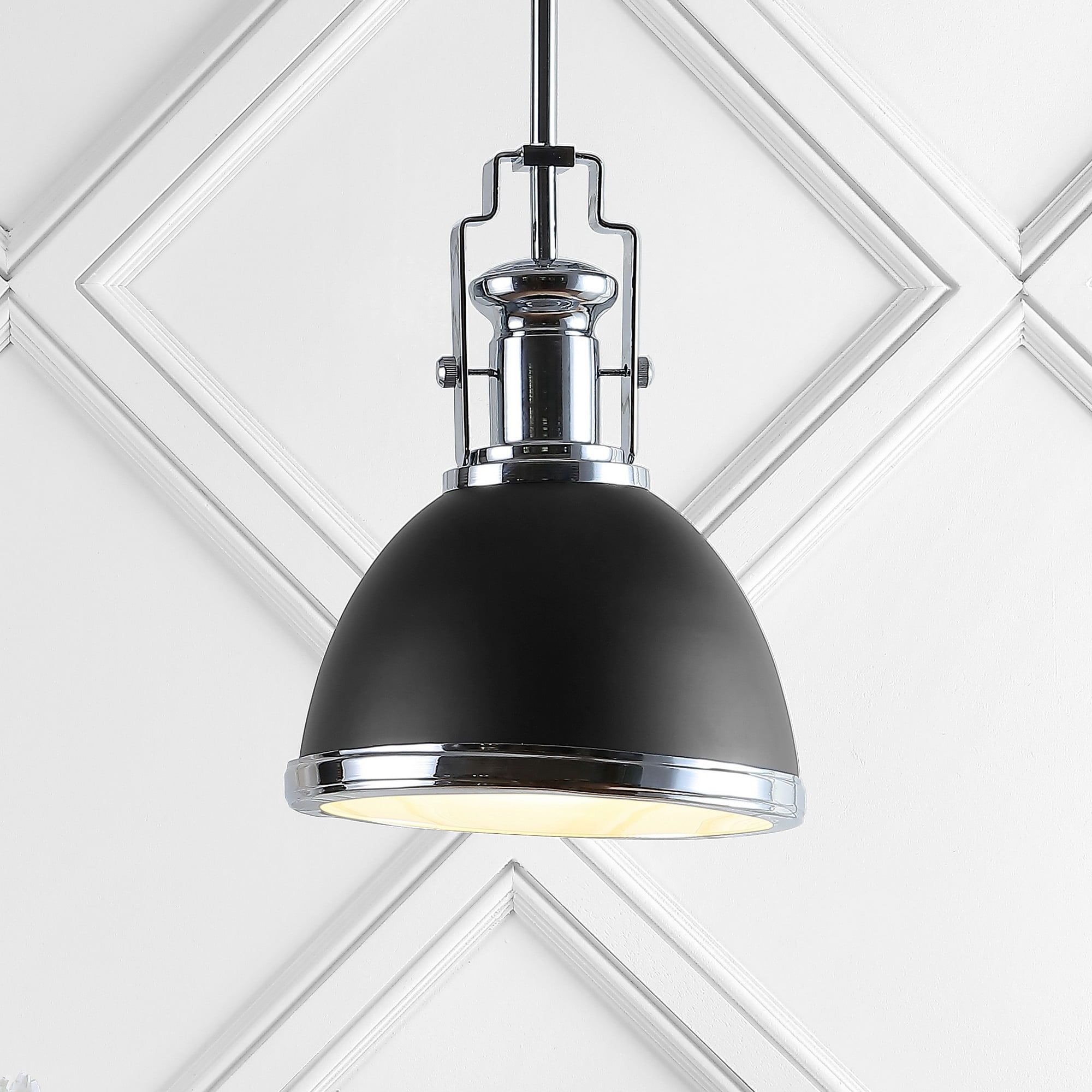 Jonathan Y Homer 10" Black Chrome Adjustable Vintage LED Pendant