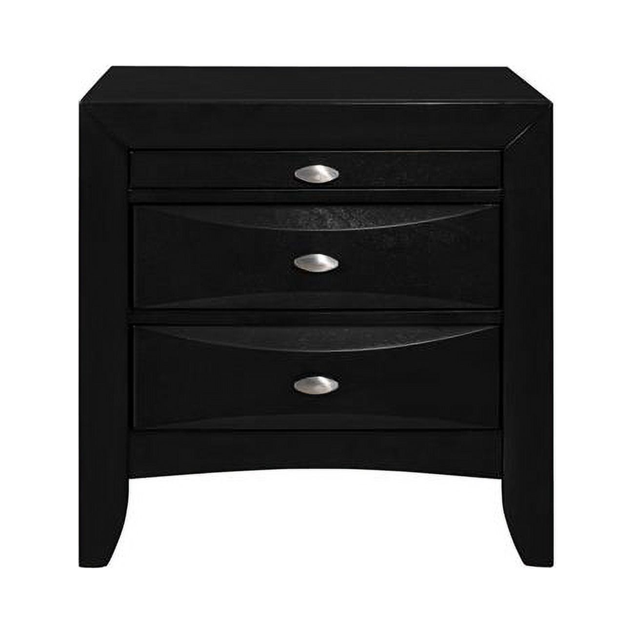 Black Modern Nightstand with 2 Chambered Drawers