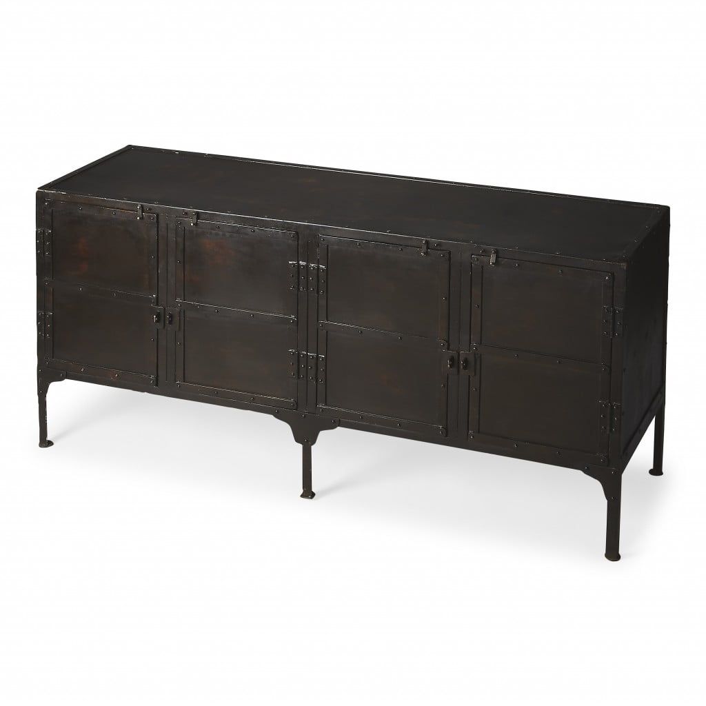 Owen Black Iron Industrial Console Cabinet