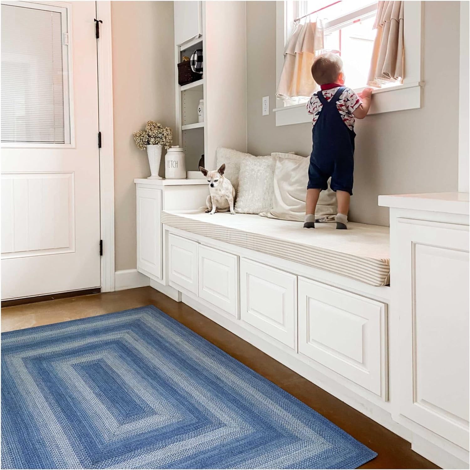 Denim Blue Braided Wool and Synthetic 4x6 Area Rug