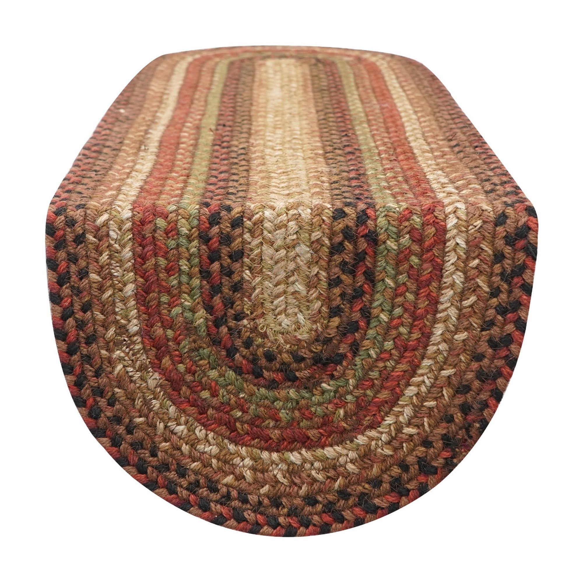 Gingerbread Multicolor Jute Braided Oval Table Runner 11x36 Inches