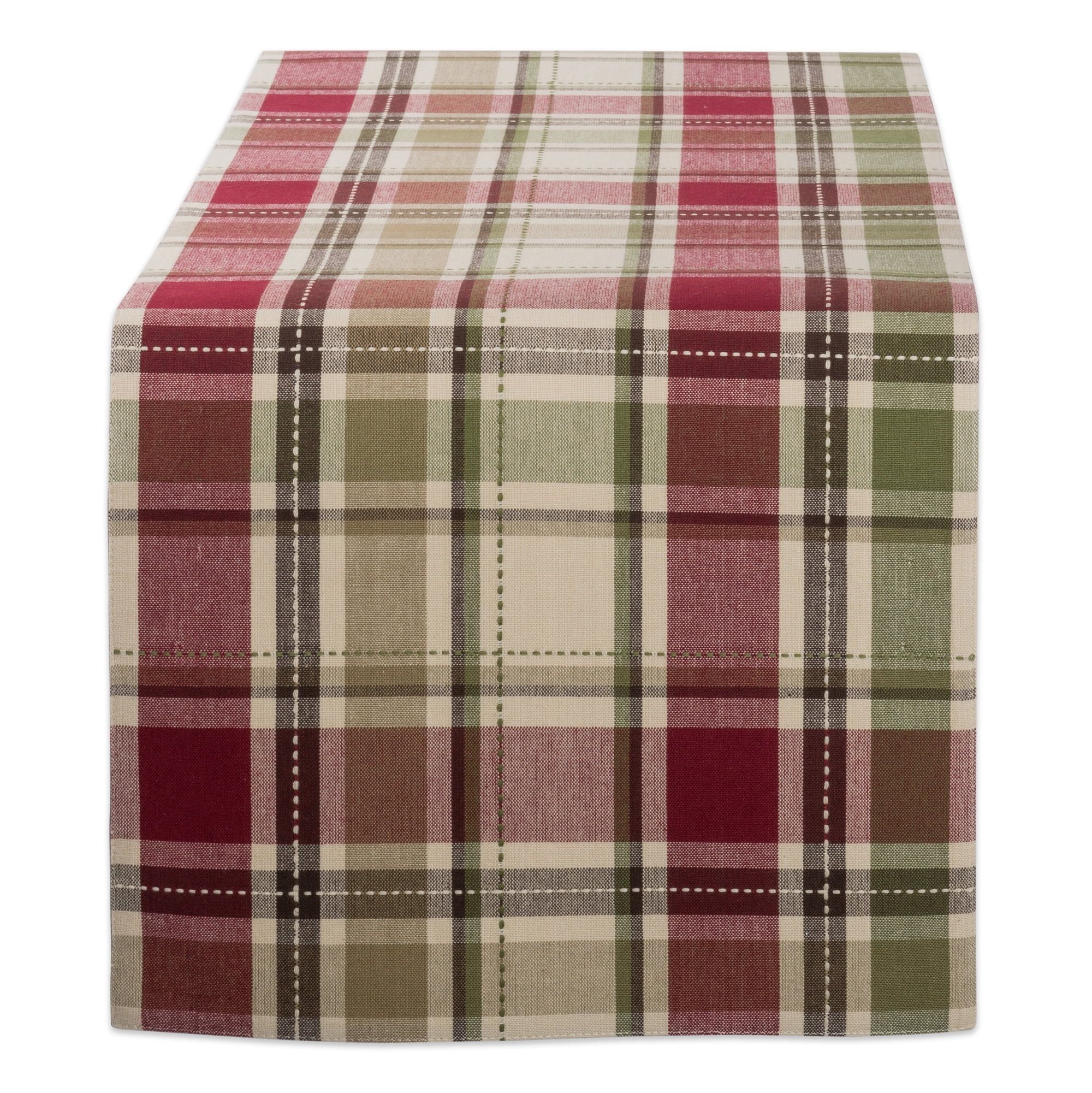 Rustic Fall Plaid Cotton Table Runner 13x108