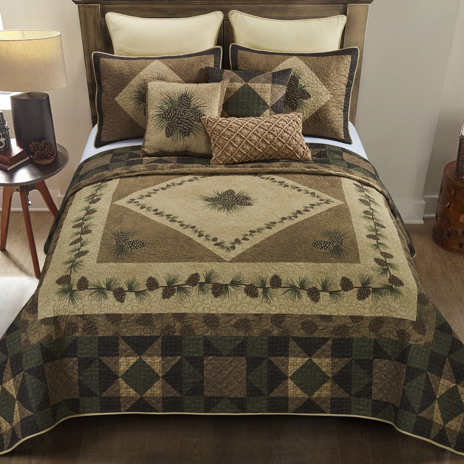 Antique Pine Lodge Twin Reversible Microfiber Quilt Set