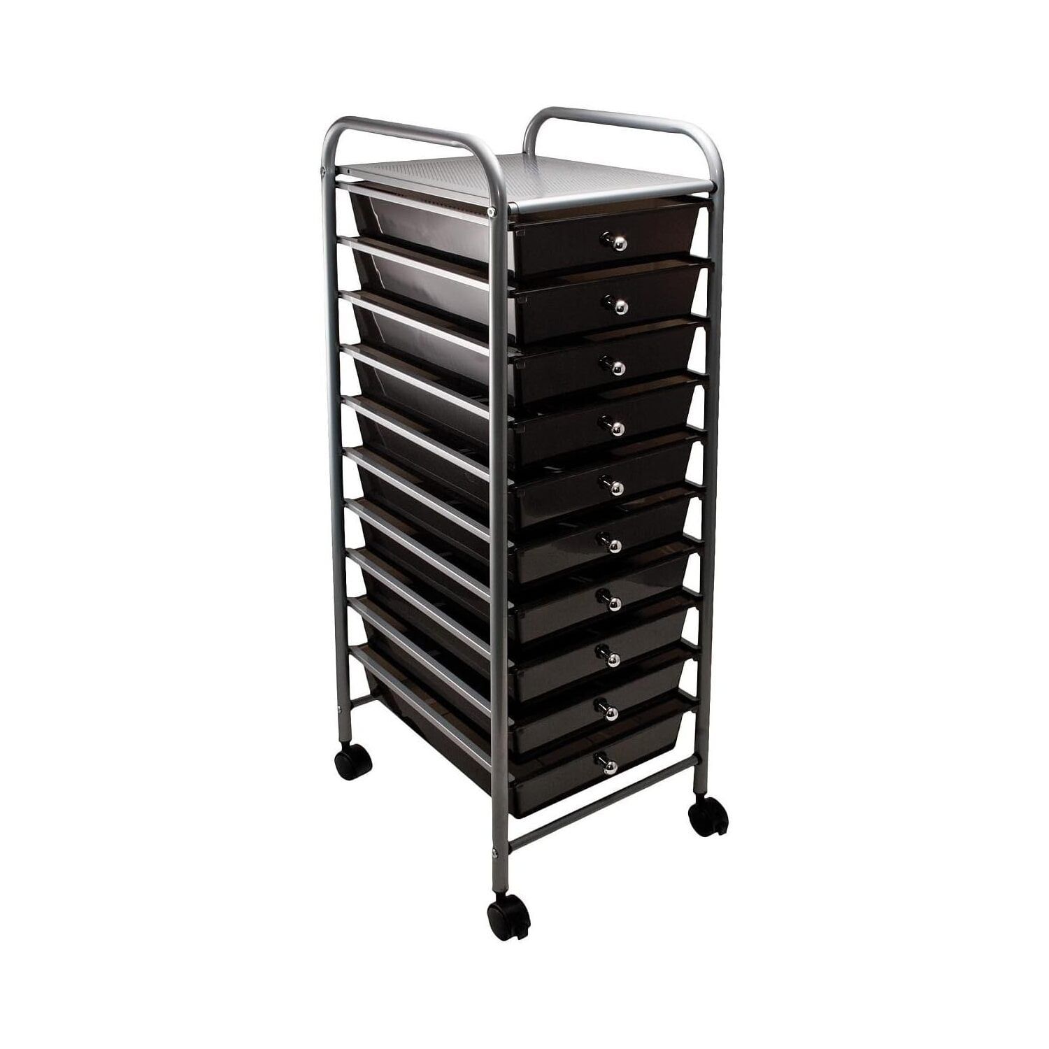 Advantus 10-Drawer Smoke and Matte Gray Rolling Organizer