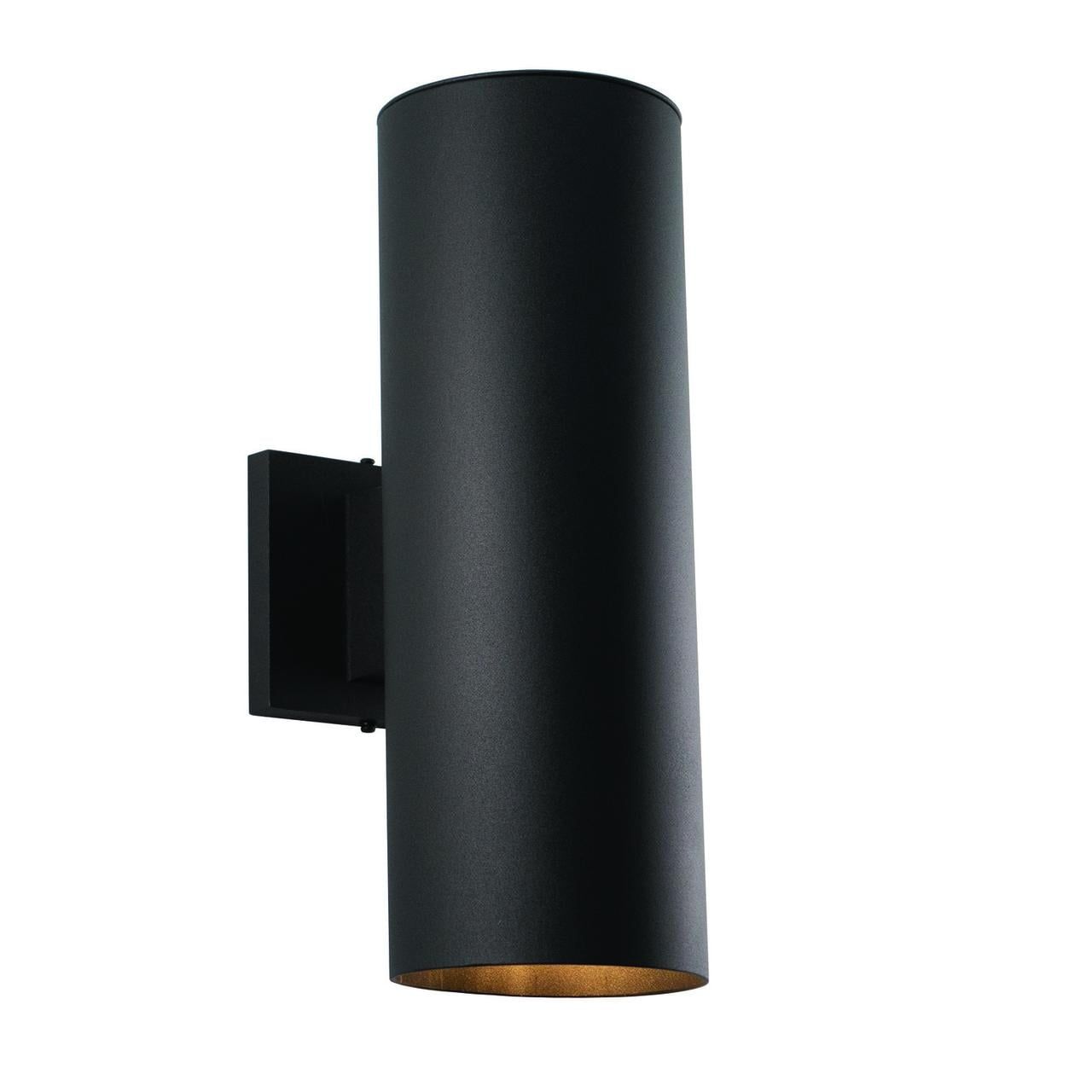 Black Aluminum Cylinder Outdoor Wall Sconce with Glass Shade