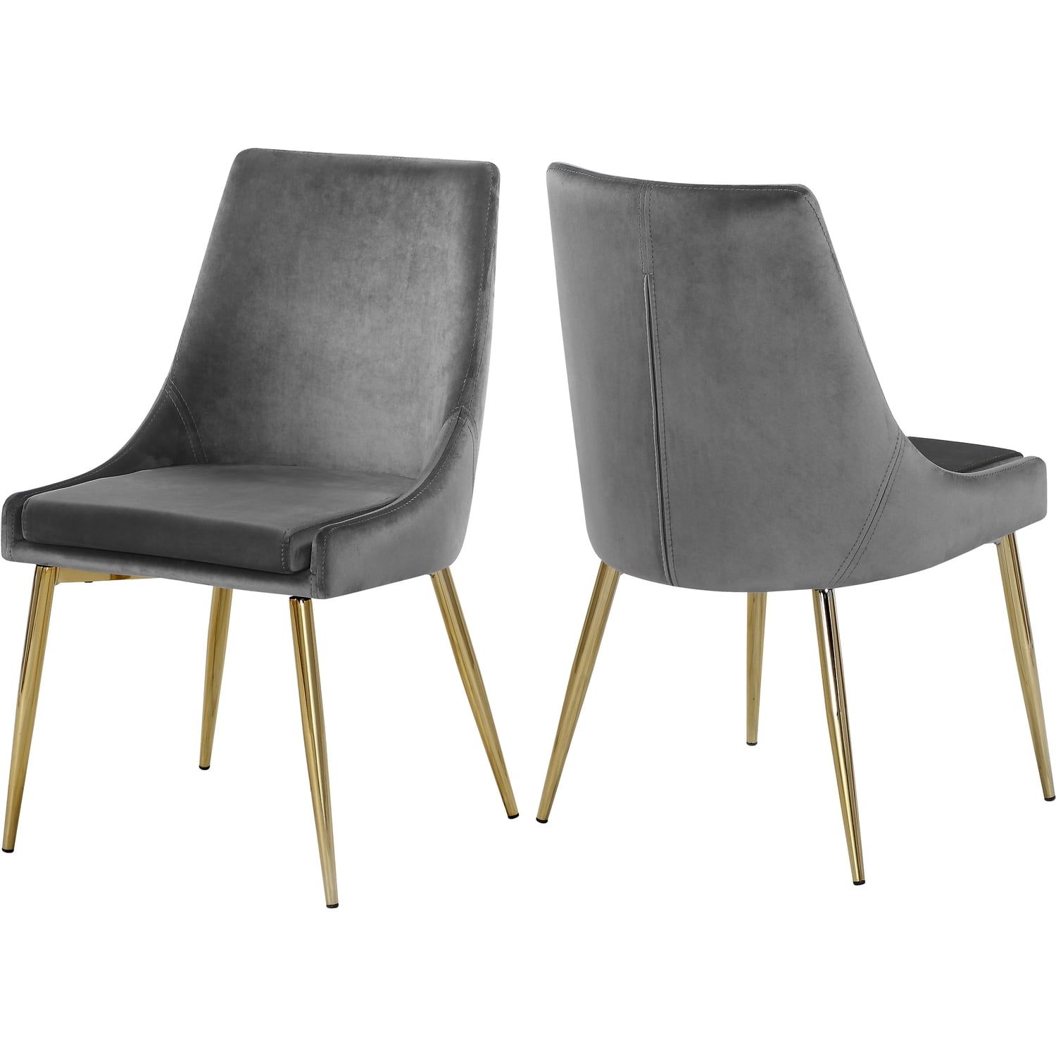 Elegant Dark Gray Velvet Upholstered Side Chair with Gold Accents