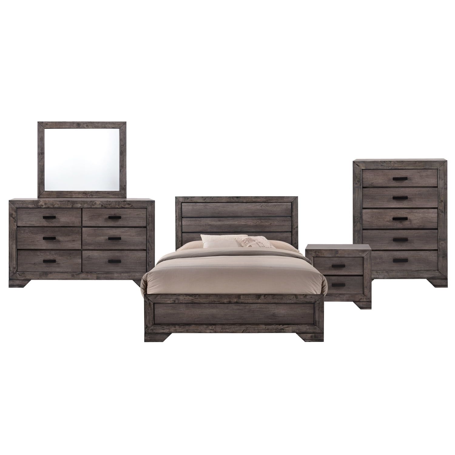 Full Dark Brown 5-Piece Rustic Bedroom Set