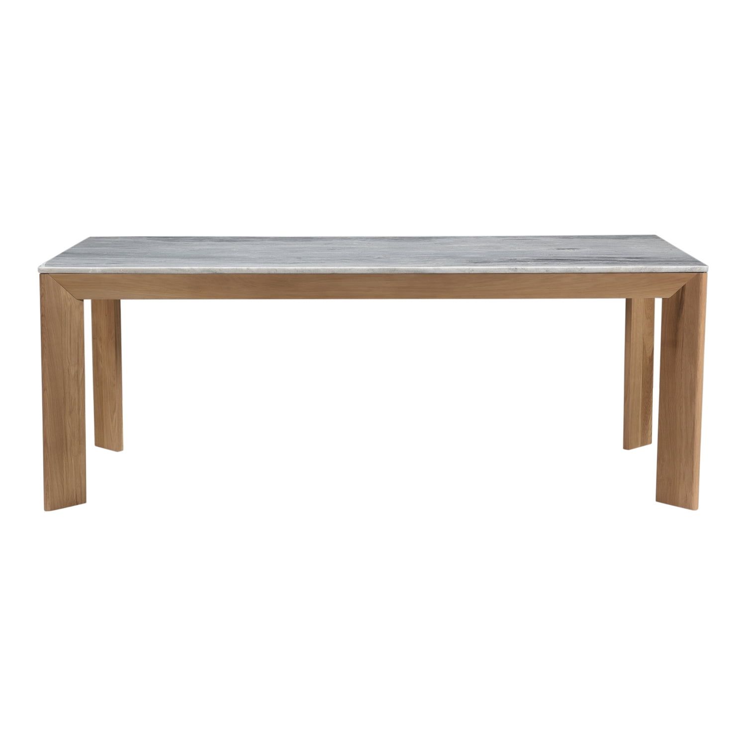 Gray Marble and Oak Rectangular Dining Table for Eight