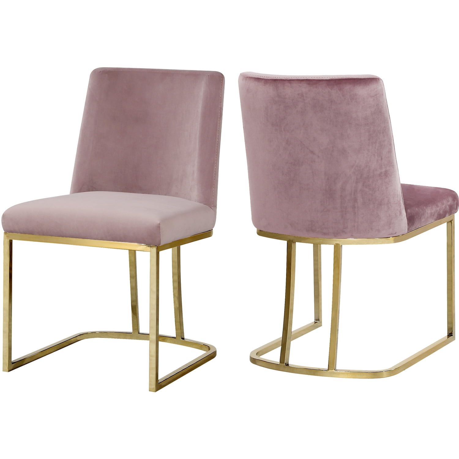 Heidi Plush Pink Velvet Upholstered Side Chair with Gold Metal Frame