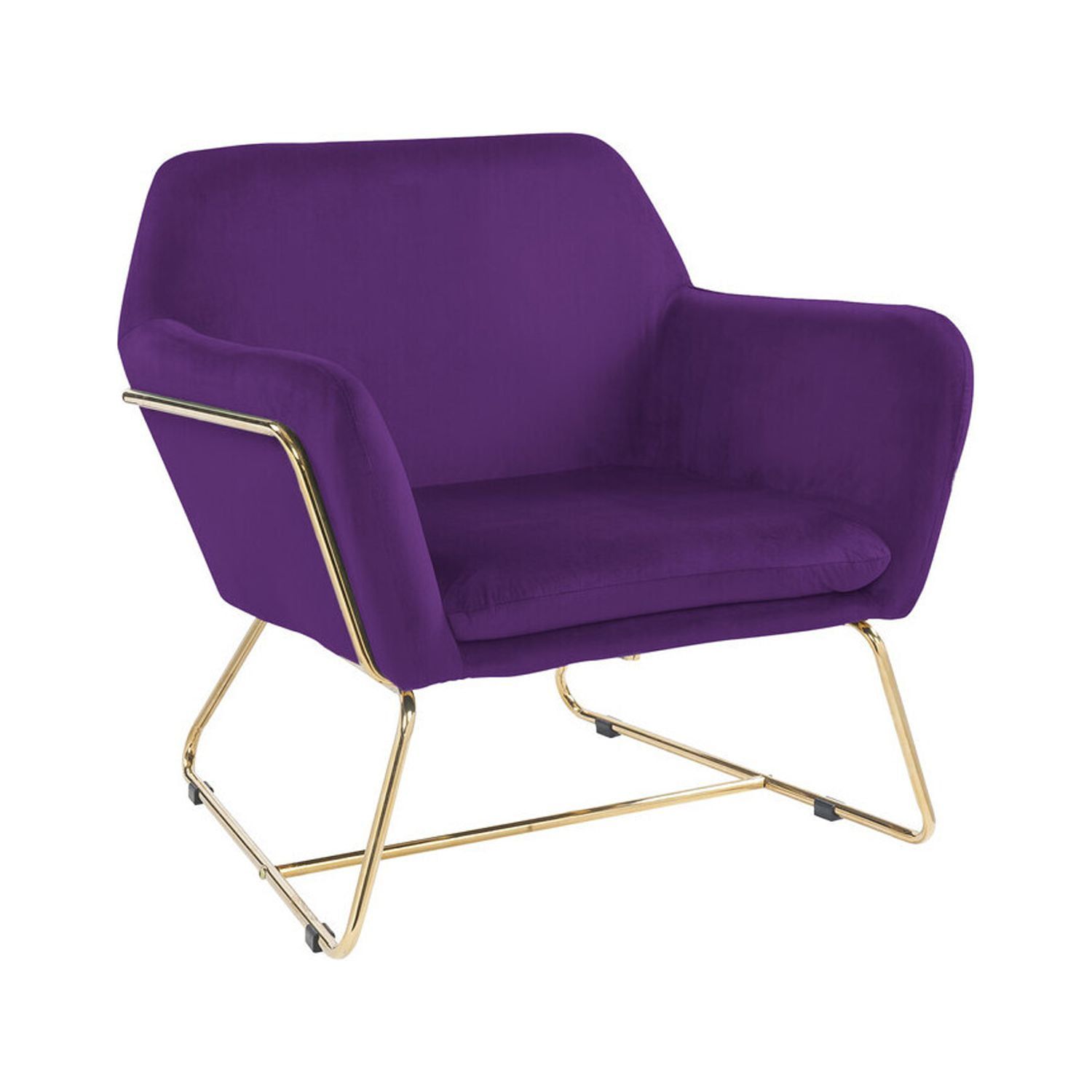 Keira Luxe Purple Velvet & Gold Wood Accent Chair