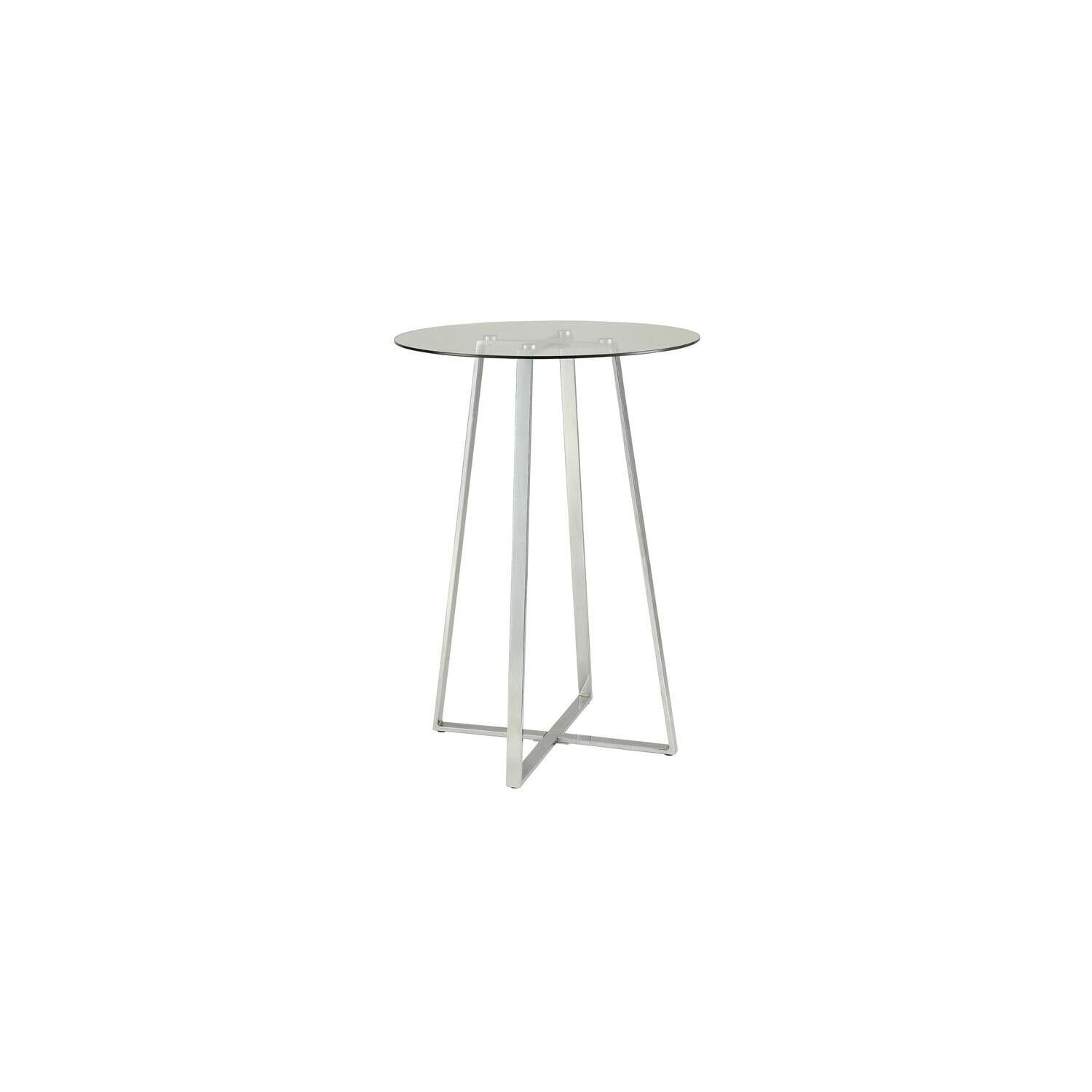 Zanella Round Clear Glass and Chrome Bar Height Table