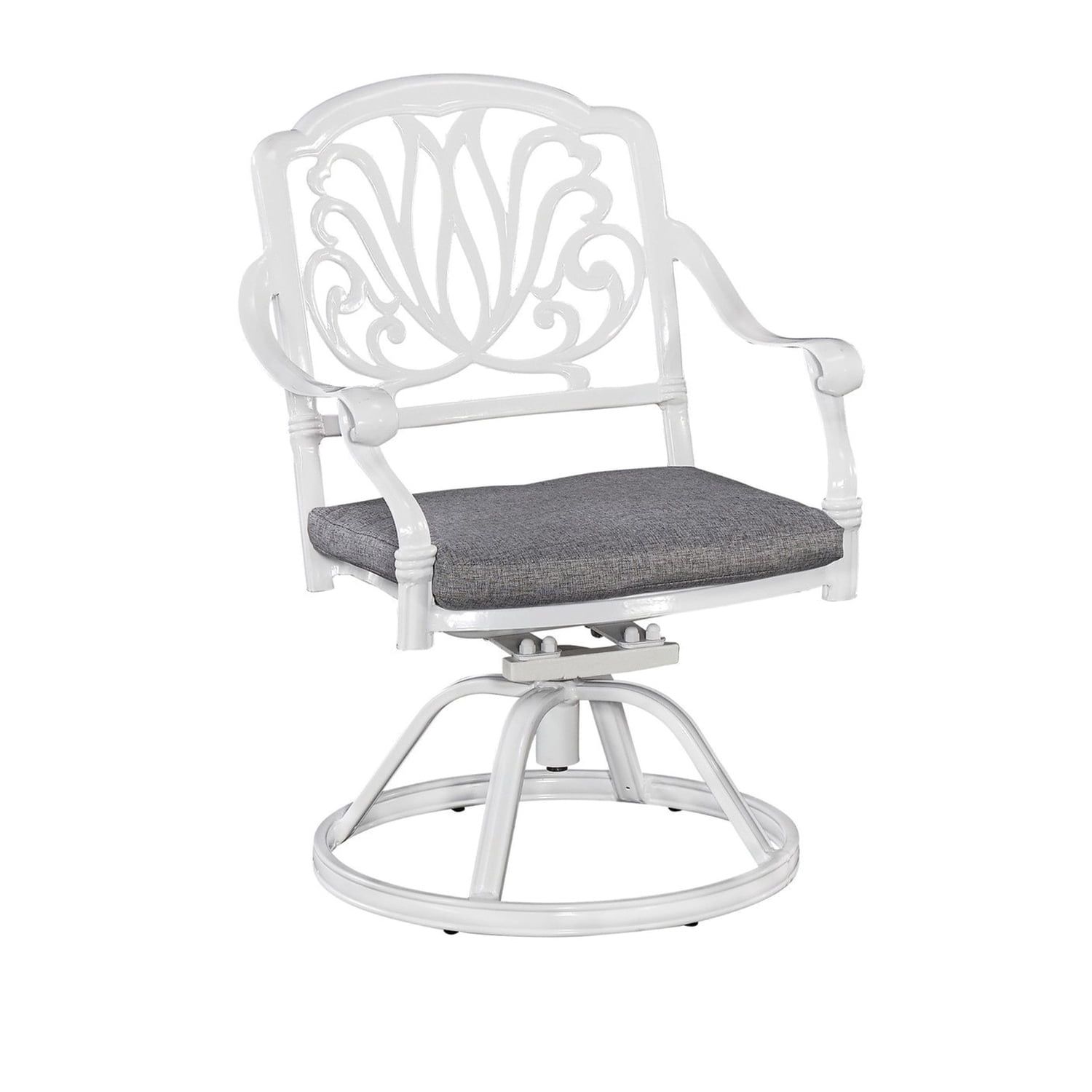 White Aluminum Outdoor Swivel Rocking Chair with Cushions