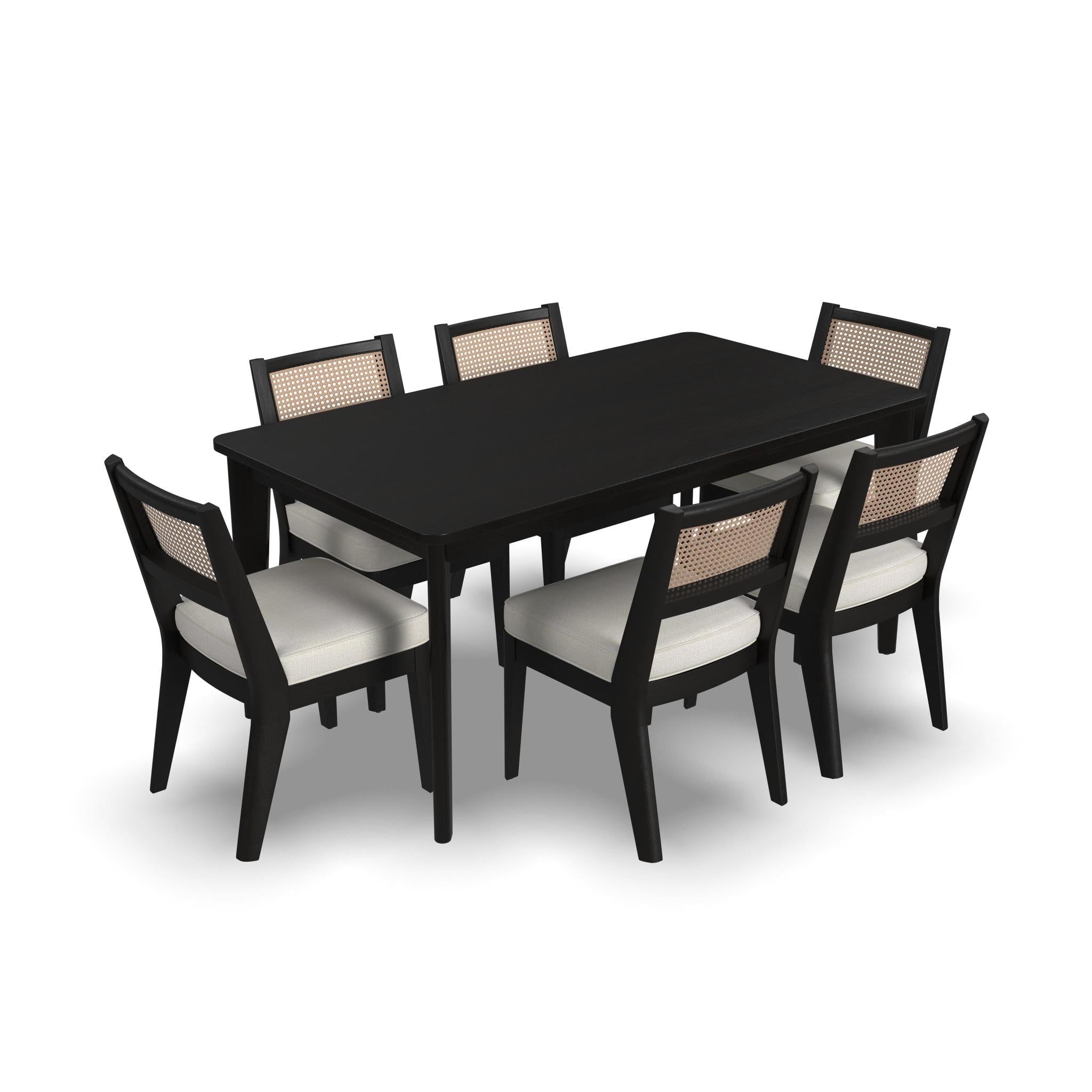 Brentwood Black Wood Rectangle Dining Set with 6 Chairs