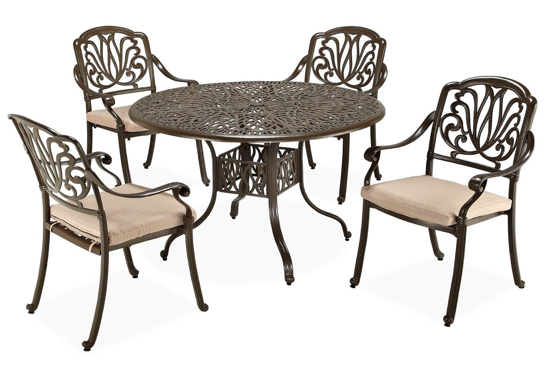 Capri Elegance 48" Taupe Cast Aluminum Outdoor Dining Set