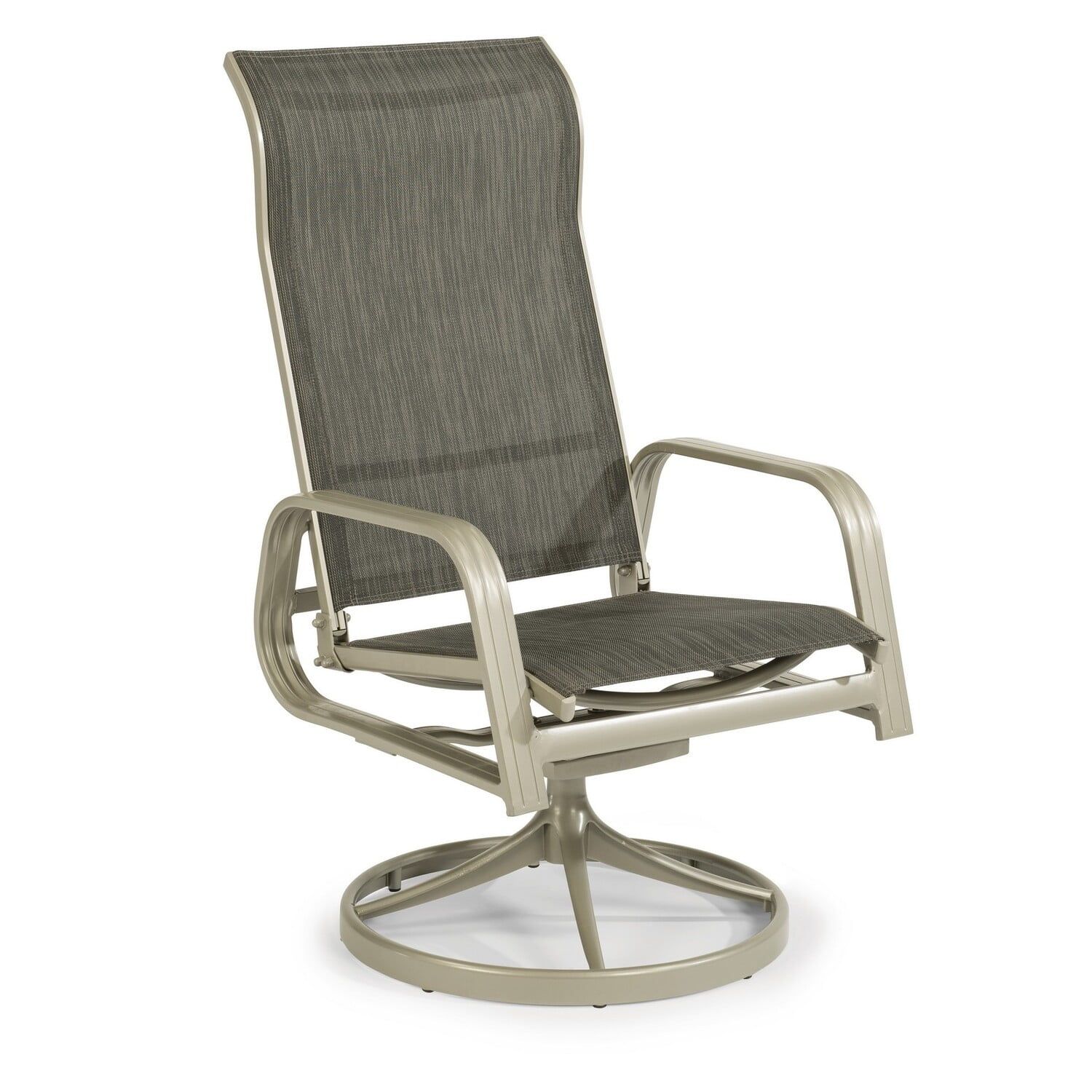 Gray Aluminum Outdoor Swivel Rocking Chair with High Back