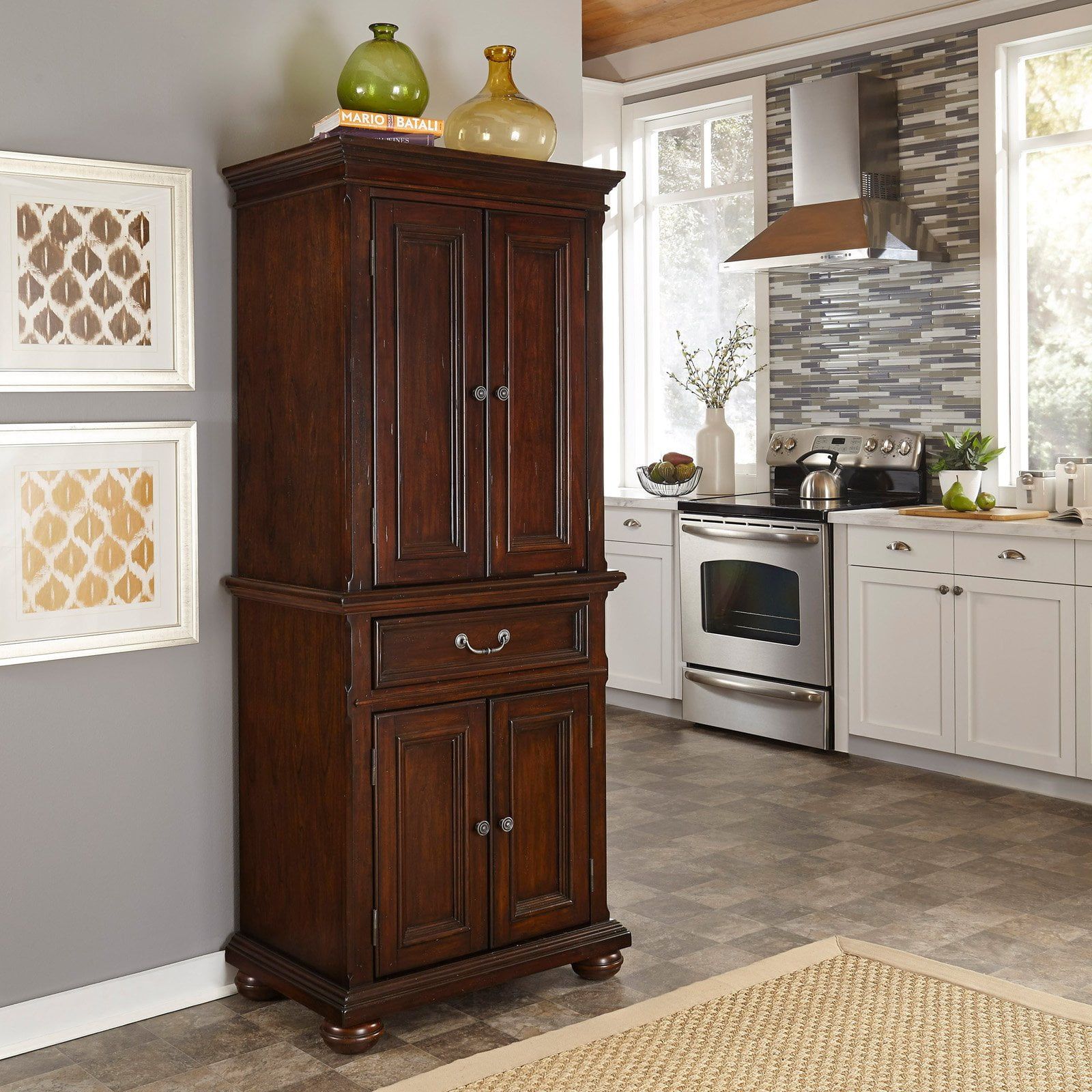 Colonial Classics Dark Cherry Adjustable Pantry Cabinet