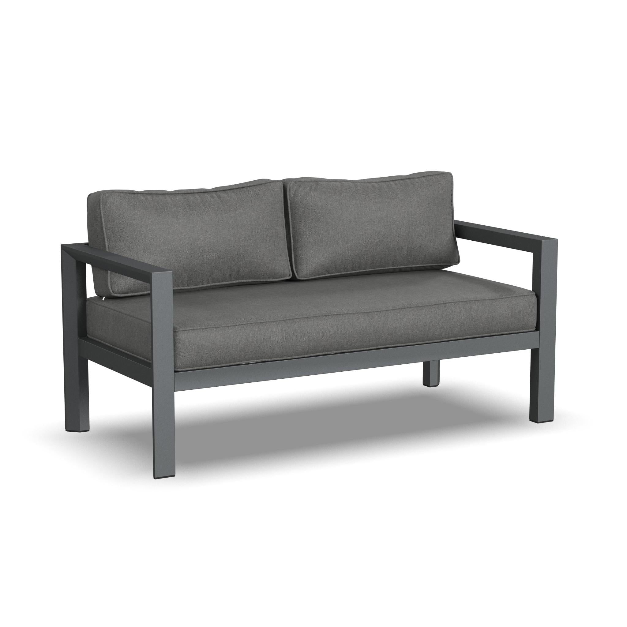 Grayton Gray Aluminum Outdoor Loveseat with Cushions