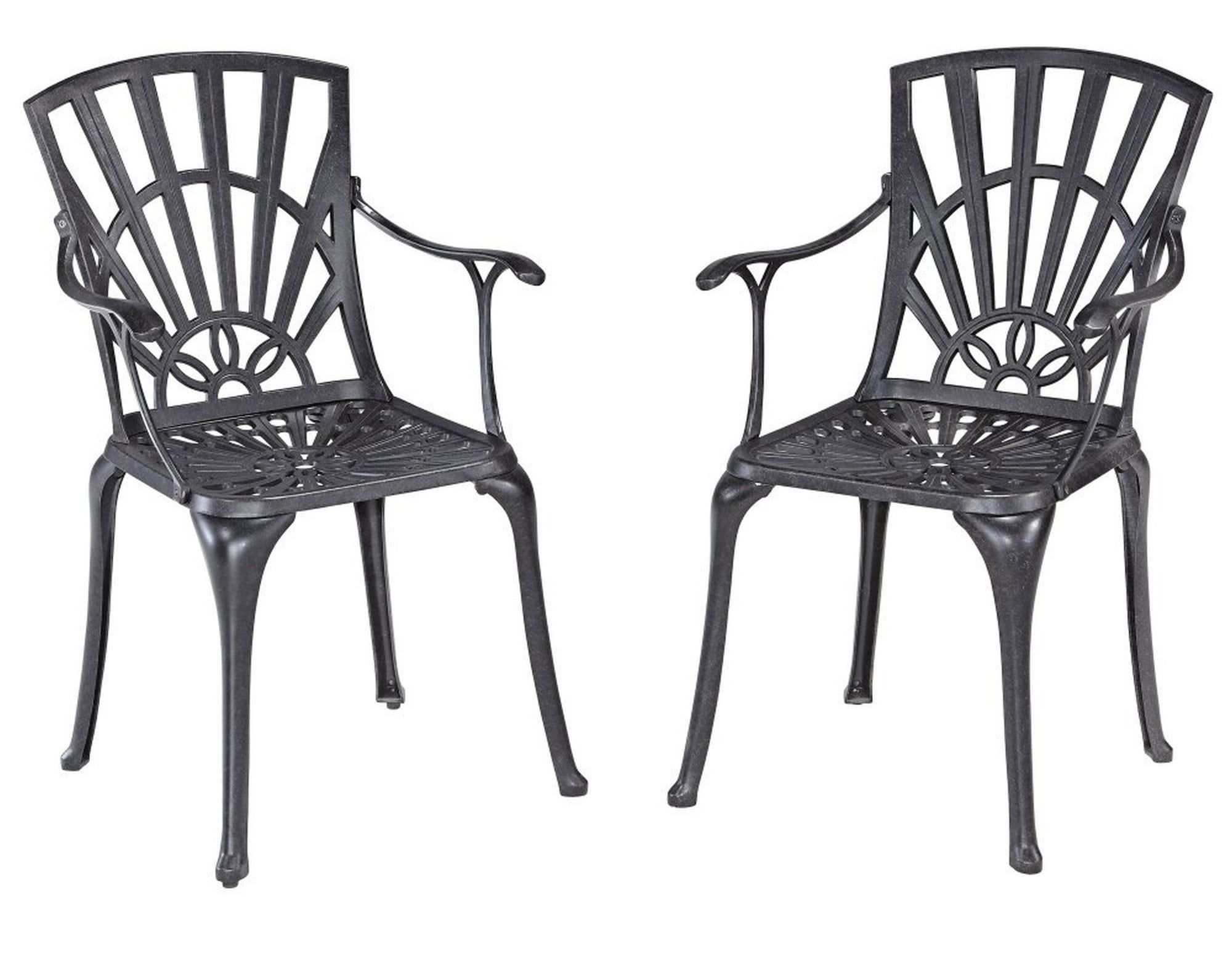 Grenada Charcoal Cast Aluminum Outdoor Dining Chair Pair