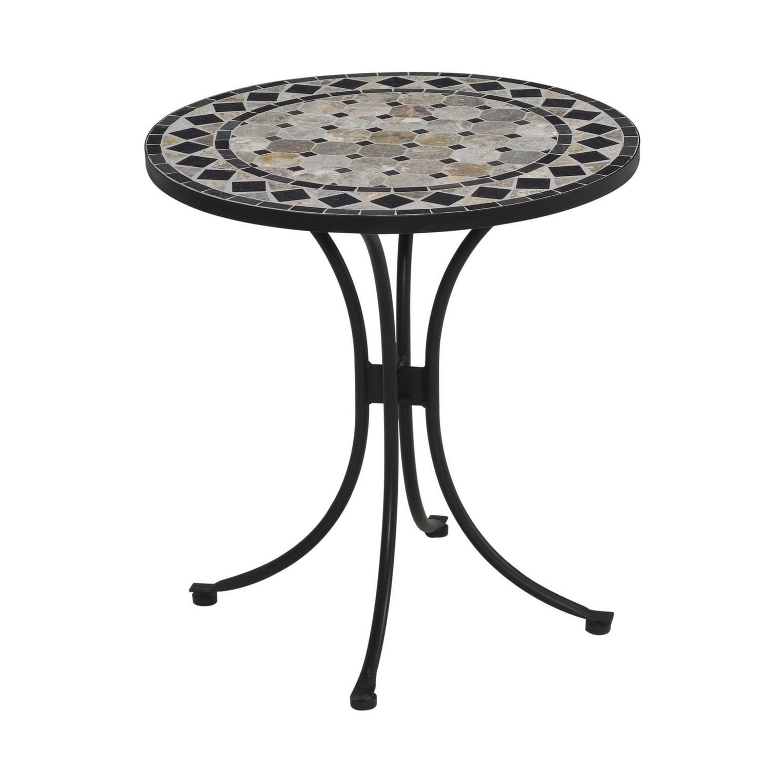 Laguna Black Metal Outdoor Bistro Table with Marble Tile Top