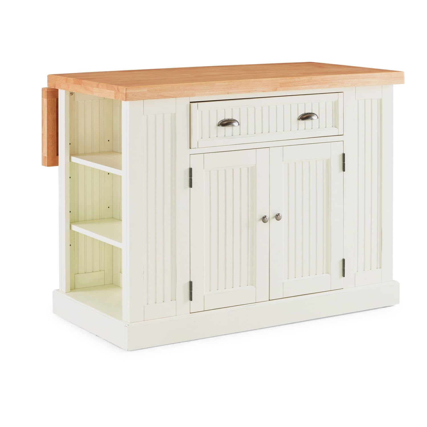 Nantucket Off-White and Maple Wood Kitchen Island