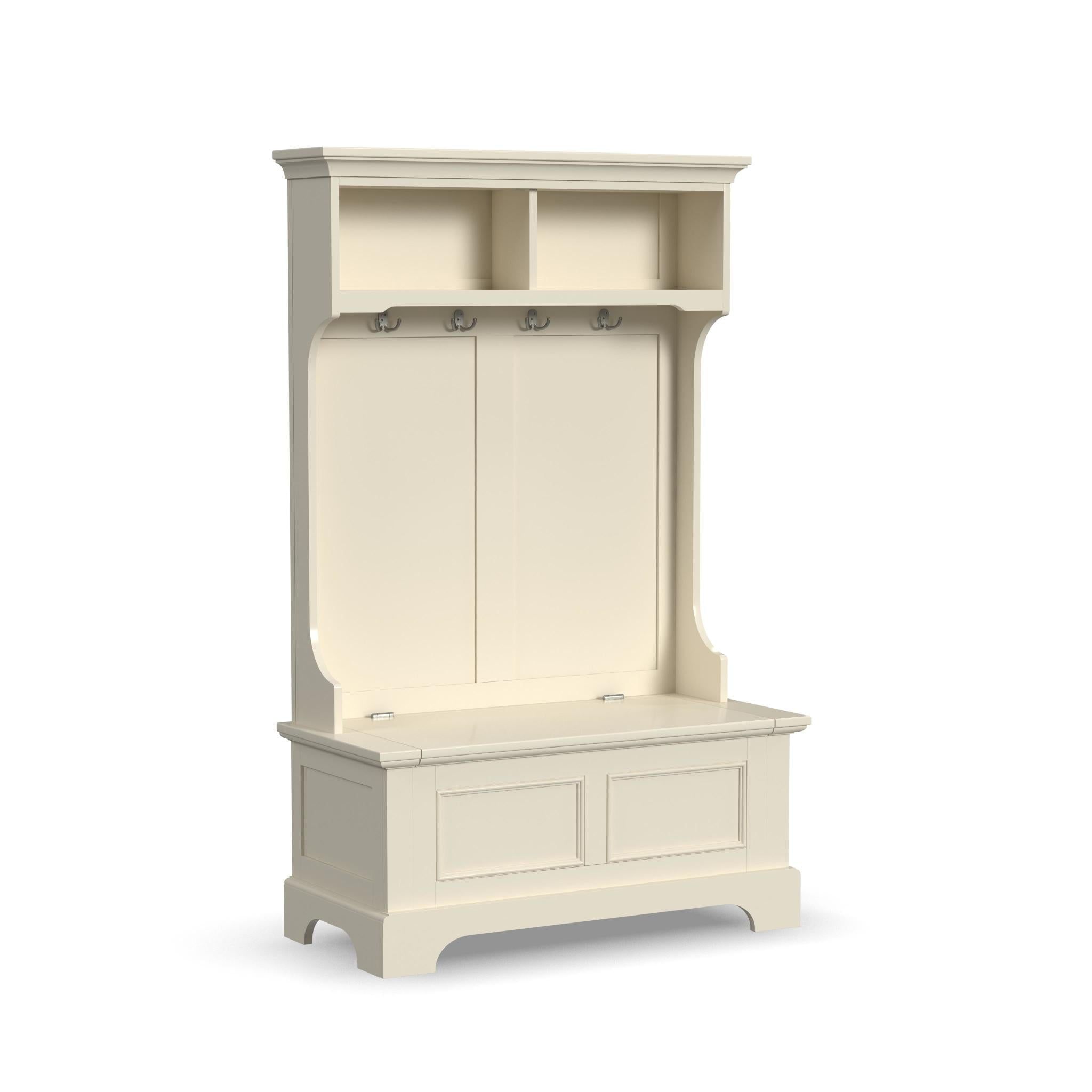 Naples Off-White Wood Hall Tree with Storage Bench