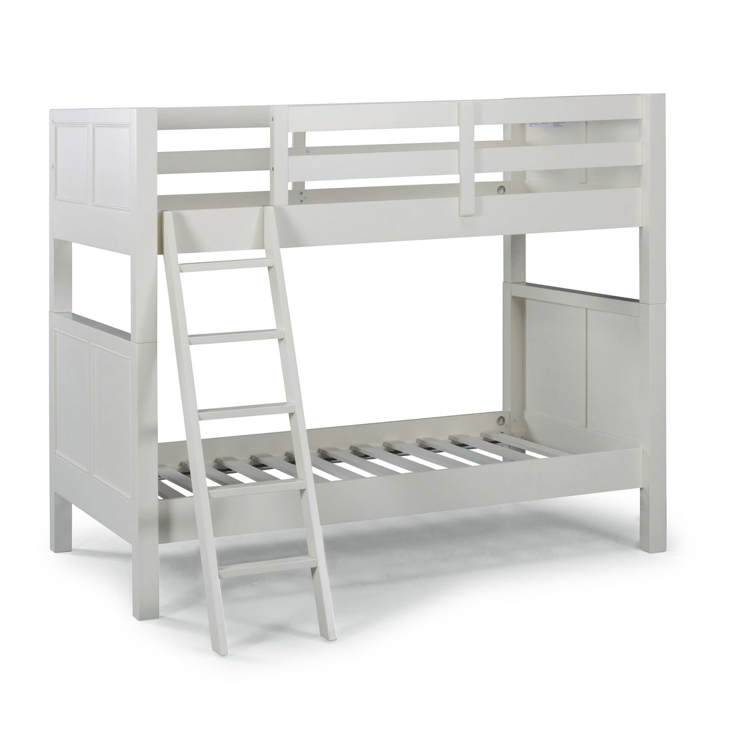 Off-White Twin Bunk Bed with Ladder and Headboard