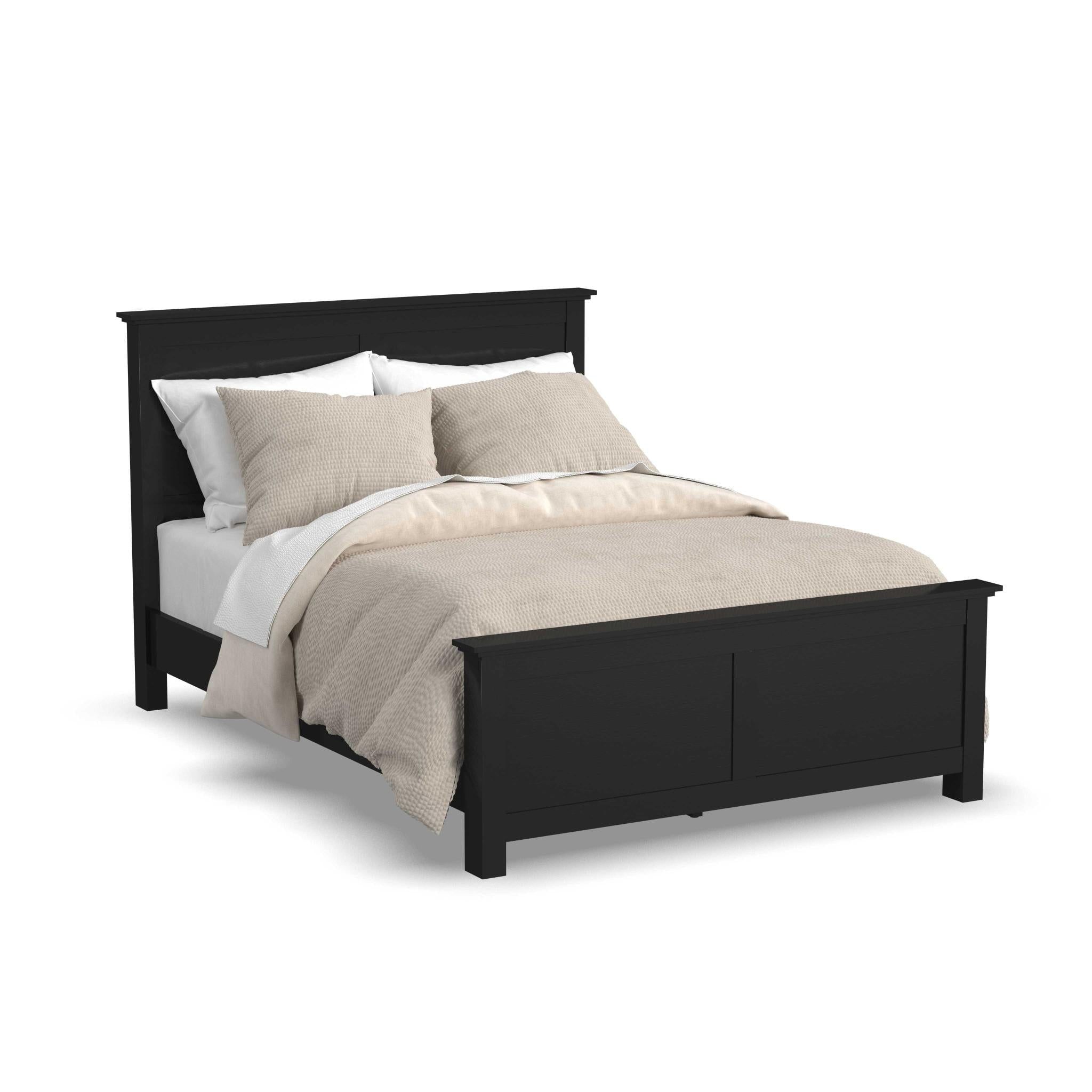 Oak Park Black Queen Wood Frame Upholstered Bed with Slats