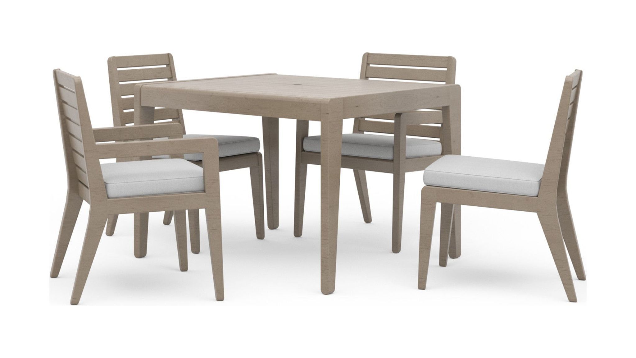 Gray Acacia Wood 2-Person Outdoor Dining Set with Cushions