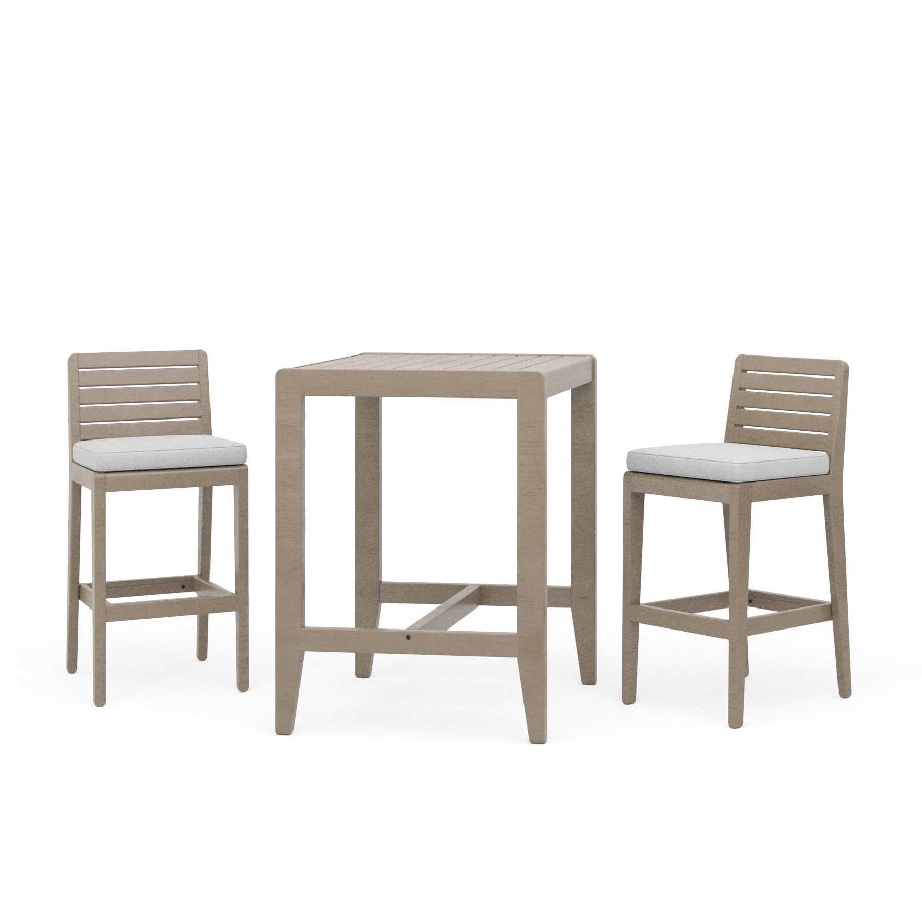 Gray Acacia Wood Outdoor Bistro Table with Two Stools