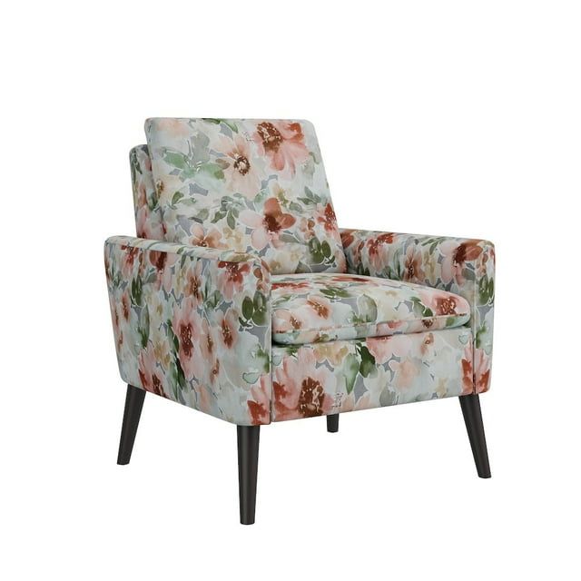Allyson Mid-Century Modern Orange and Green Floral Accent Chair