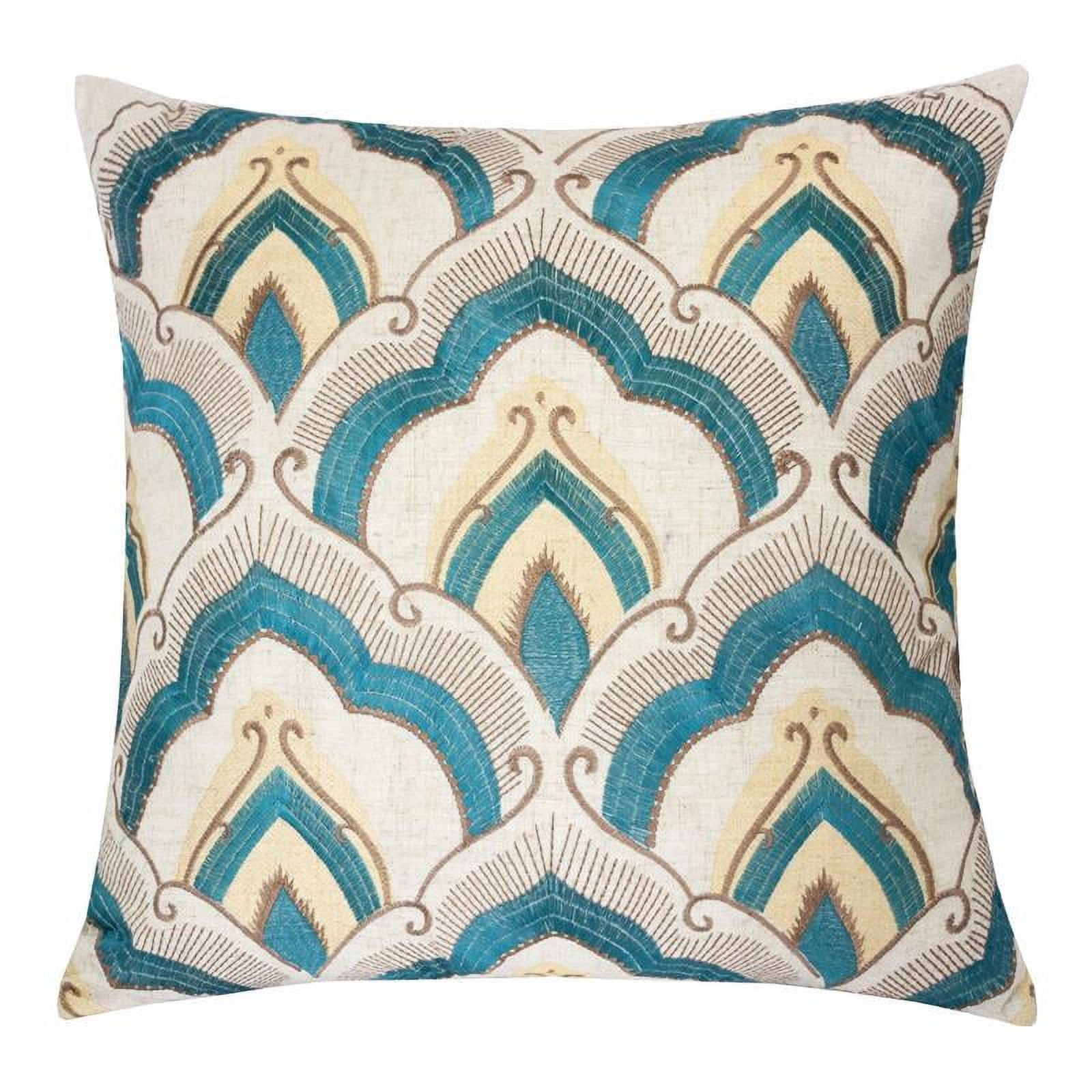 Plush Modern Embroidered 20" Square Polyester Throw Pillow