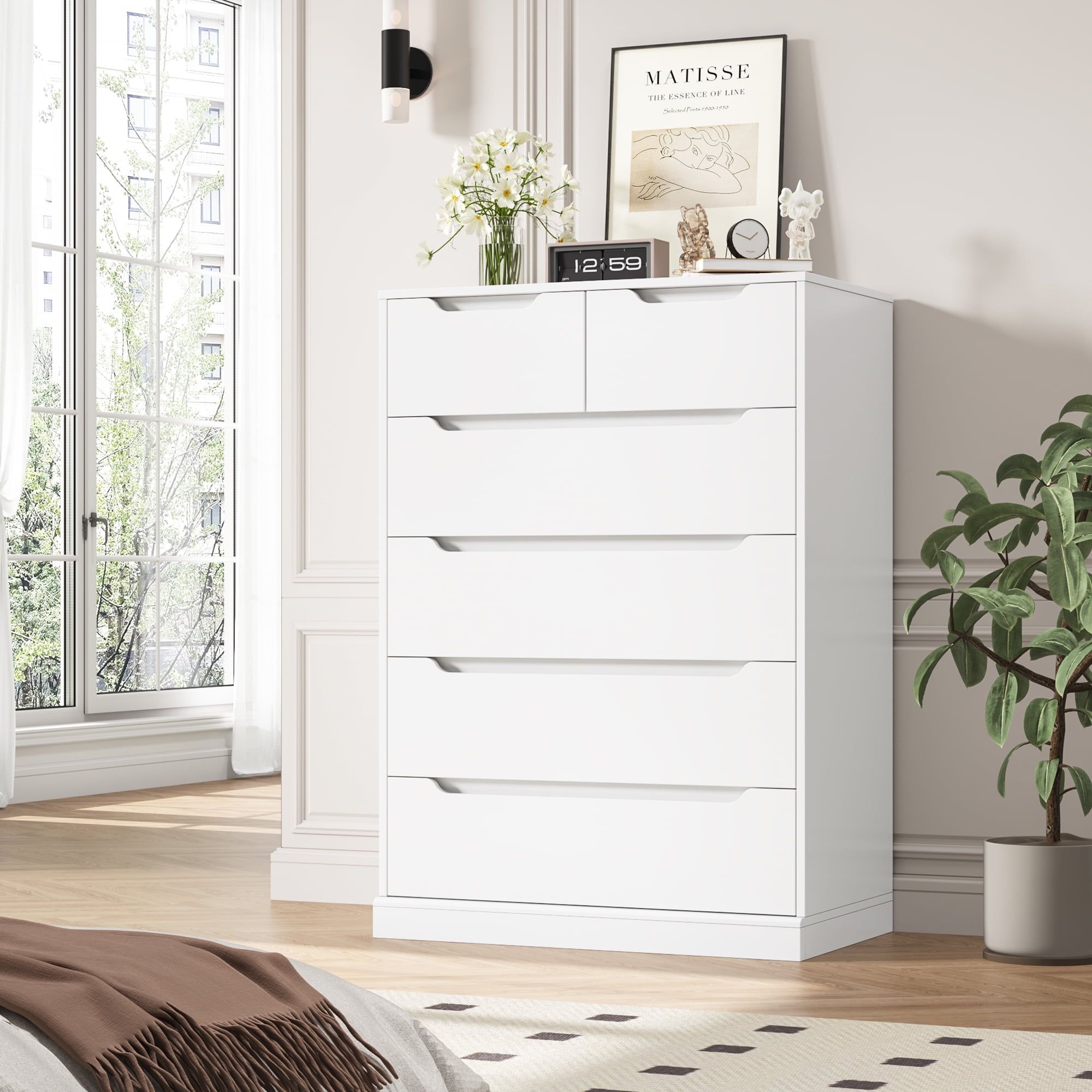 White Vertical 6-Drawer Dresser with Soft Close