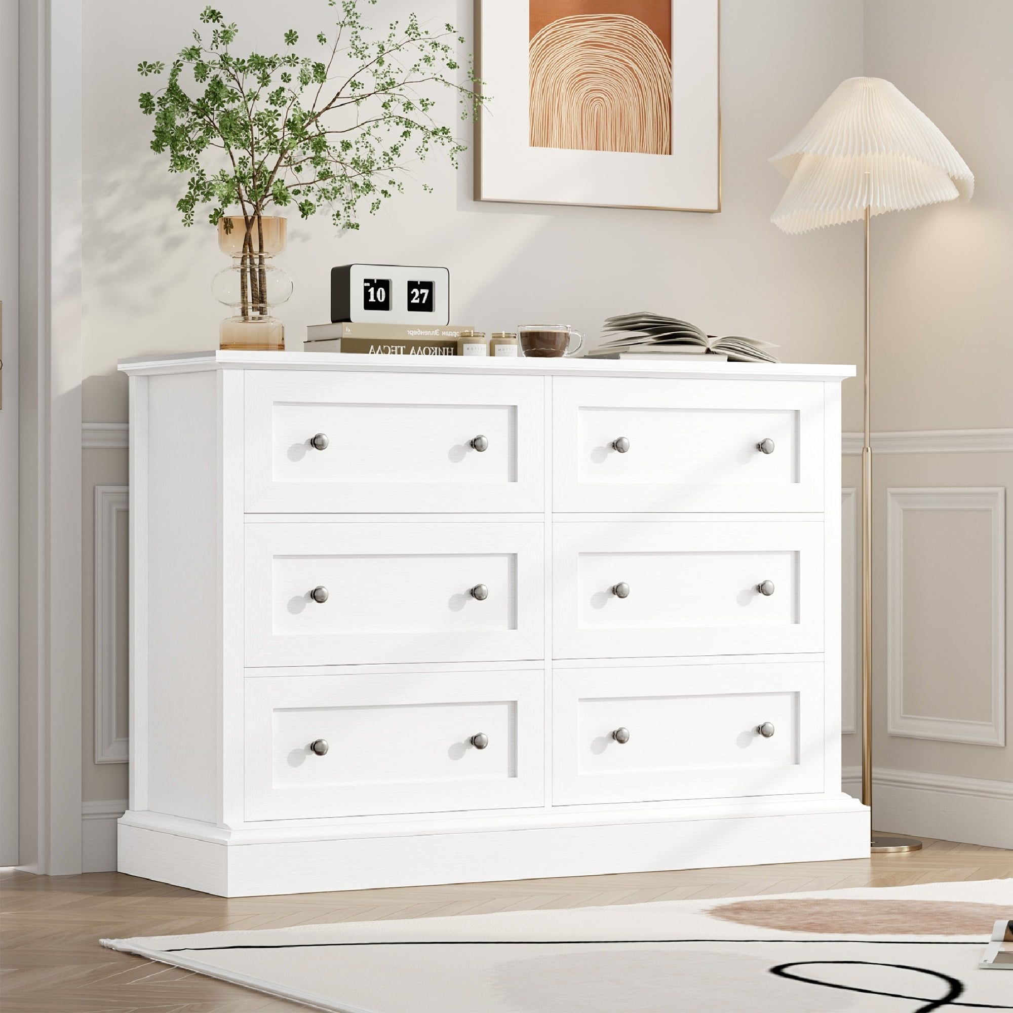 White Double Dresser with Soft Close Deep Drawers