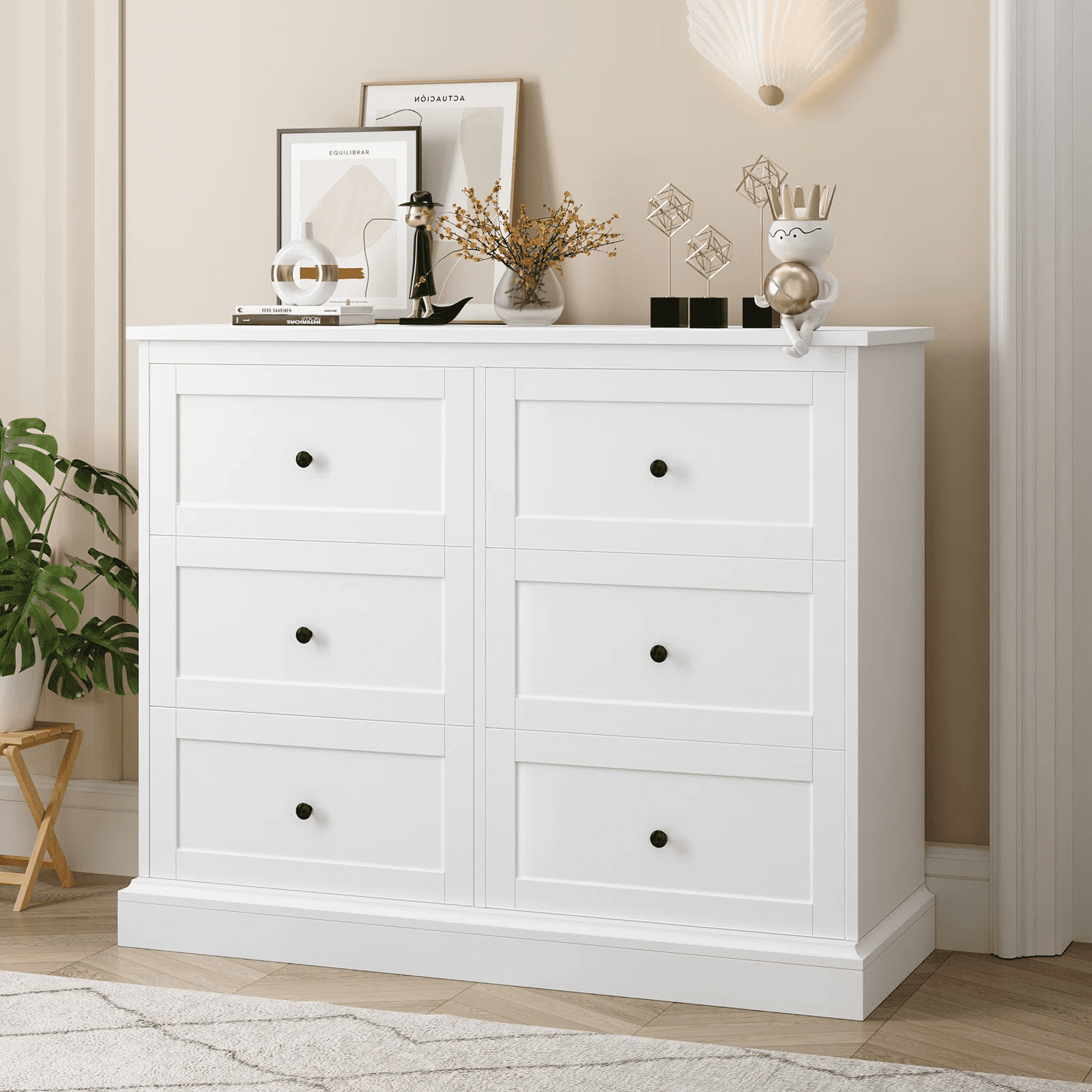 White Double Dresser with Soft Close Drawers and Deep Storage