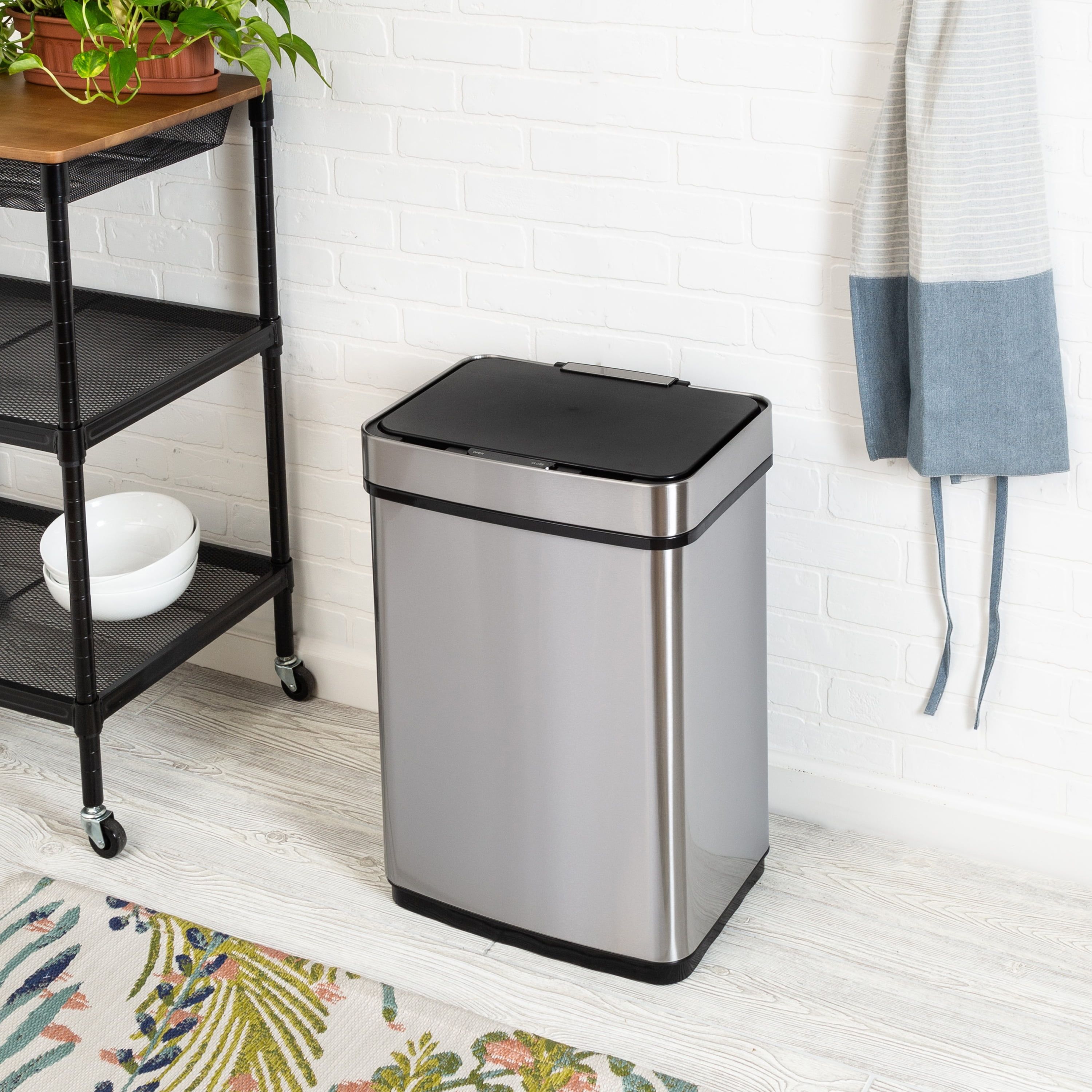 50L Silver Stainless Steel Touchless Kitchen Trash Can