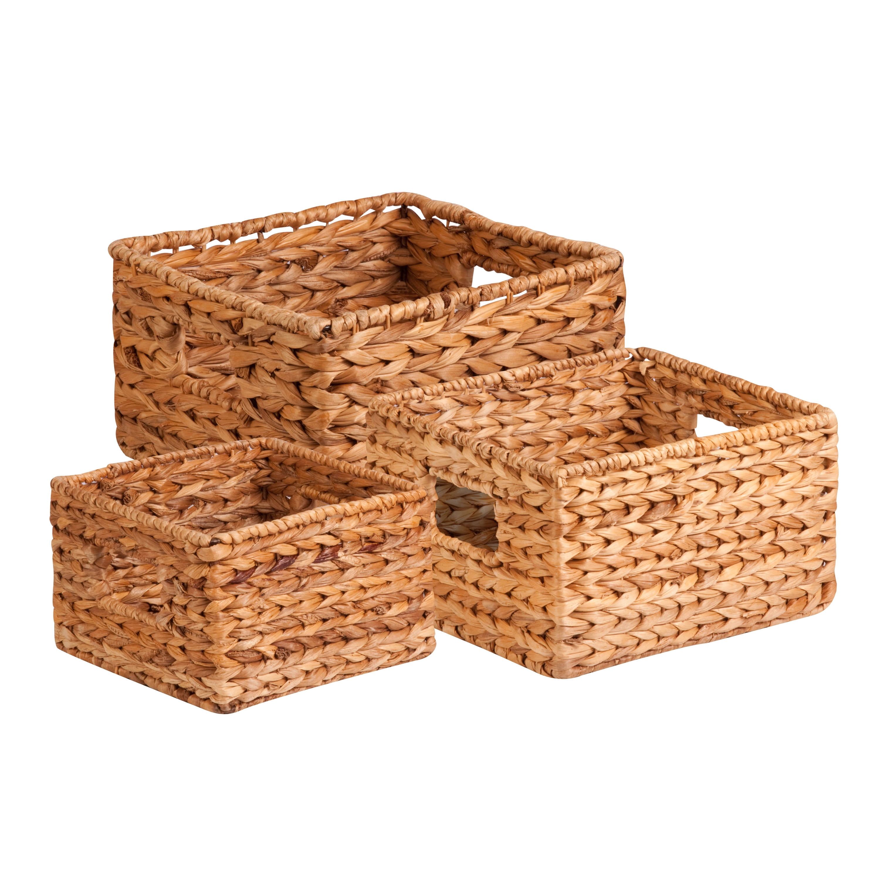 Natural Wicker Nesting Storage Basket Set with Handles