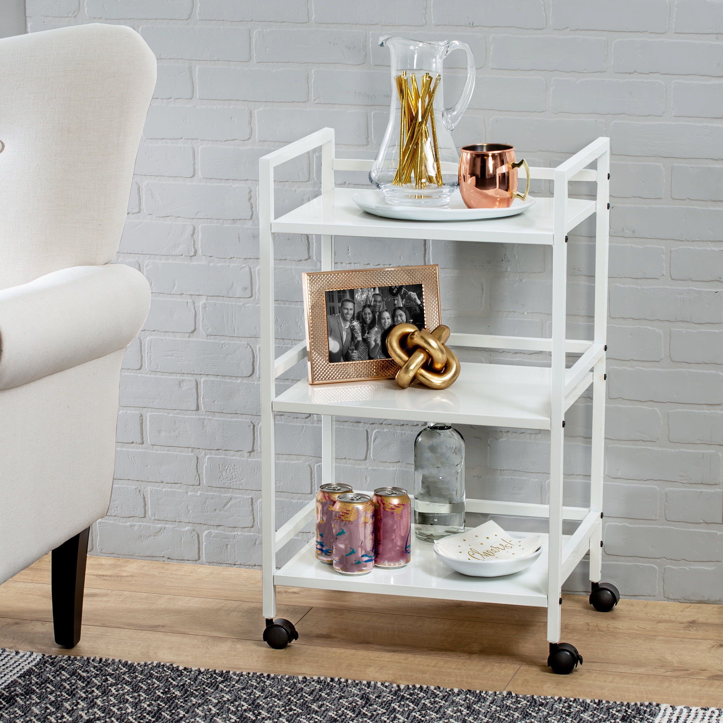 White 3-Tier Metal Rolling Storage Cart