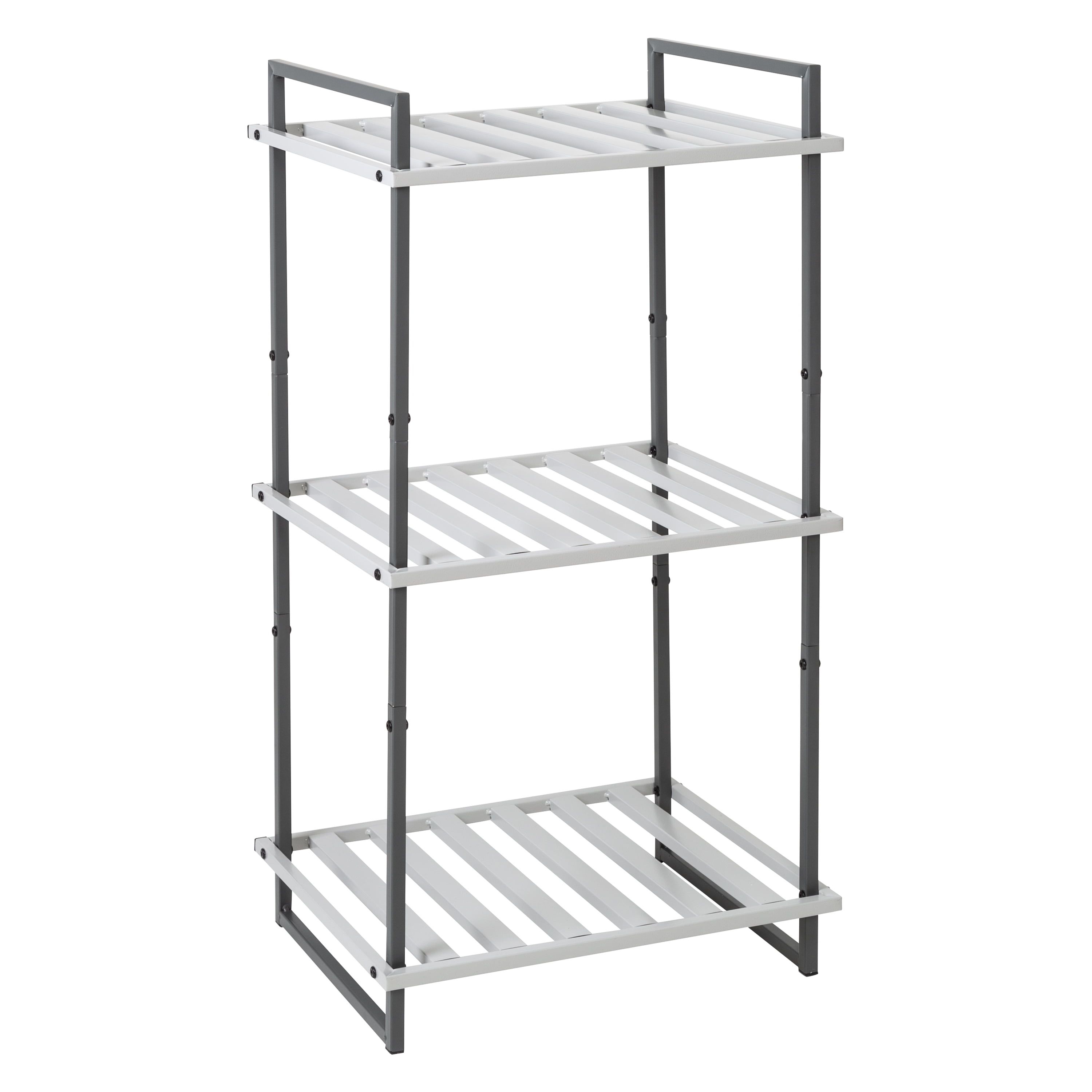 Gray 3-Tier Metal Tubular Bathroom Shelf