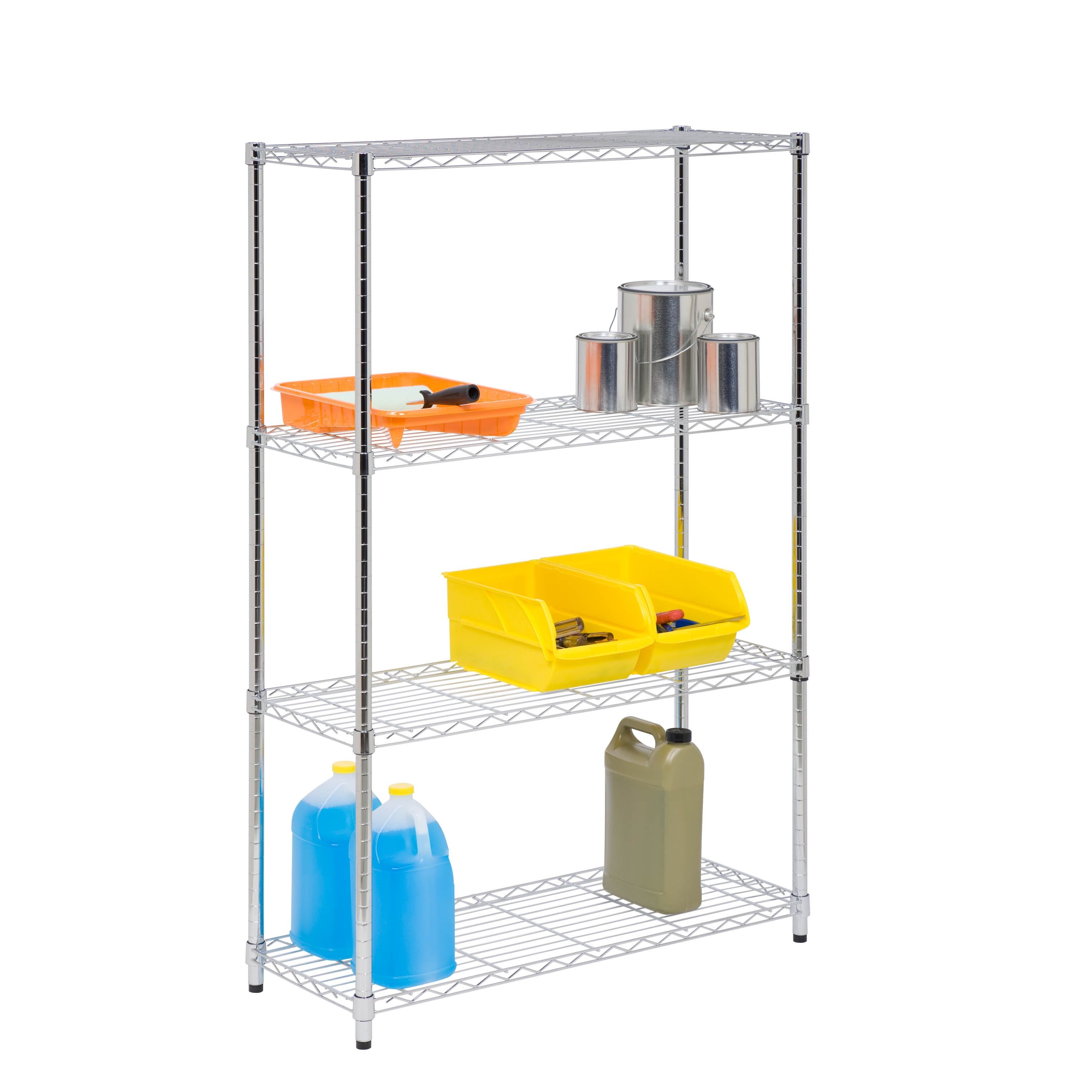 Heavy-Duty Chrome 4-Tier Adjustable Steel Shelving Unit