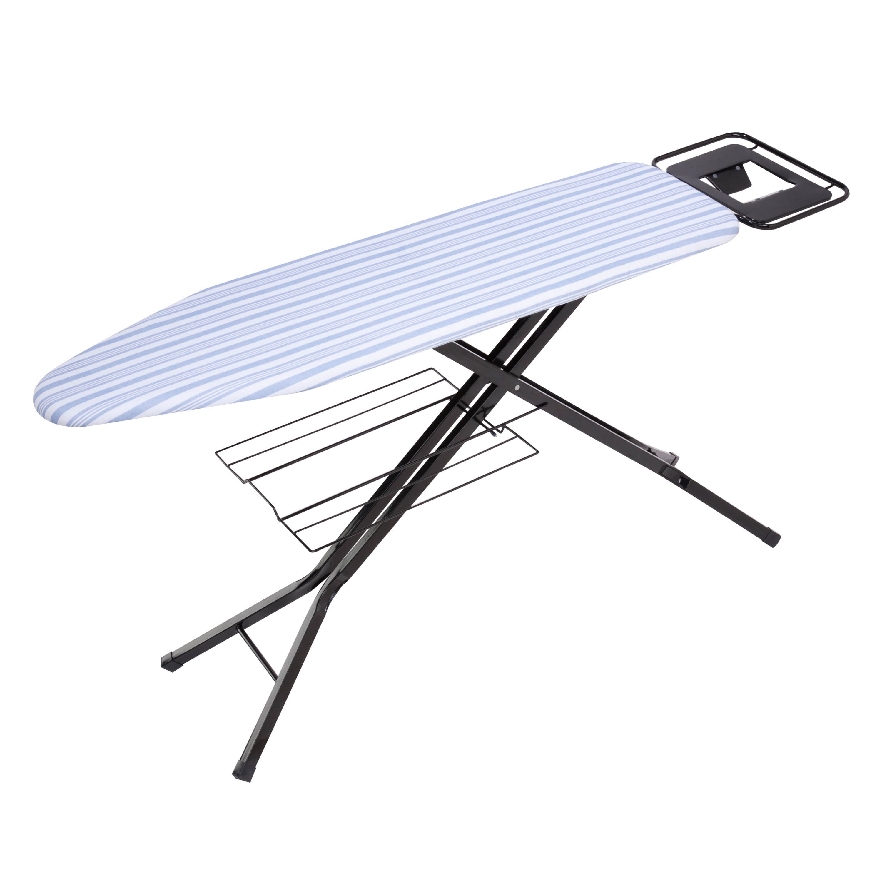 Blue Stripe Adjustable Ironing Board with Iron Rest and Shelf