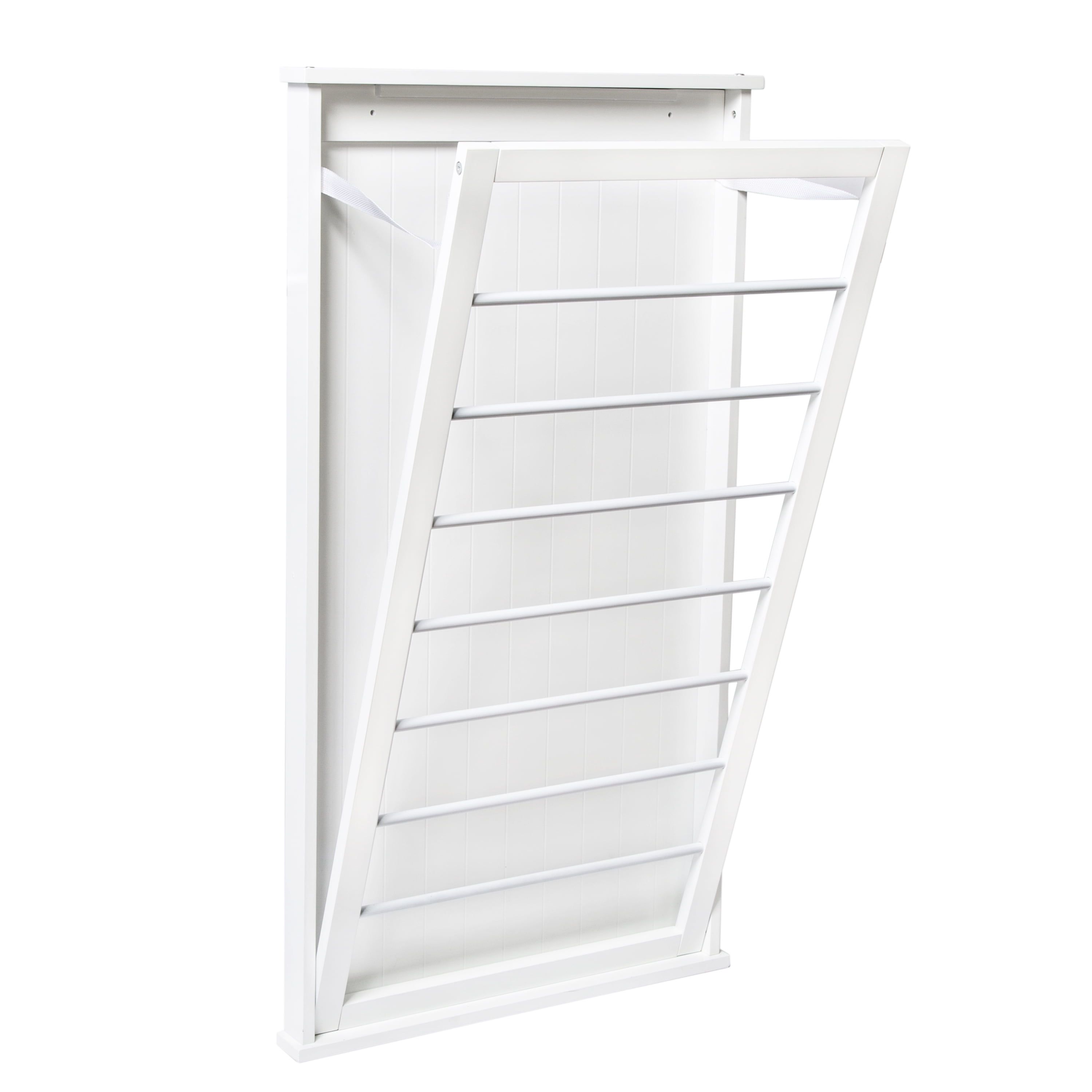 White Collapsible MDF and Steel Wall-Mount Drying Rack