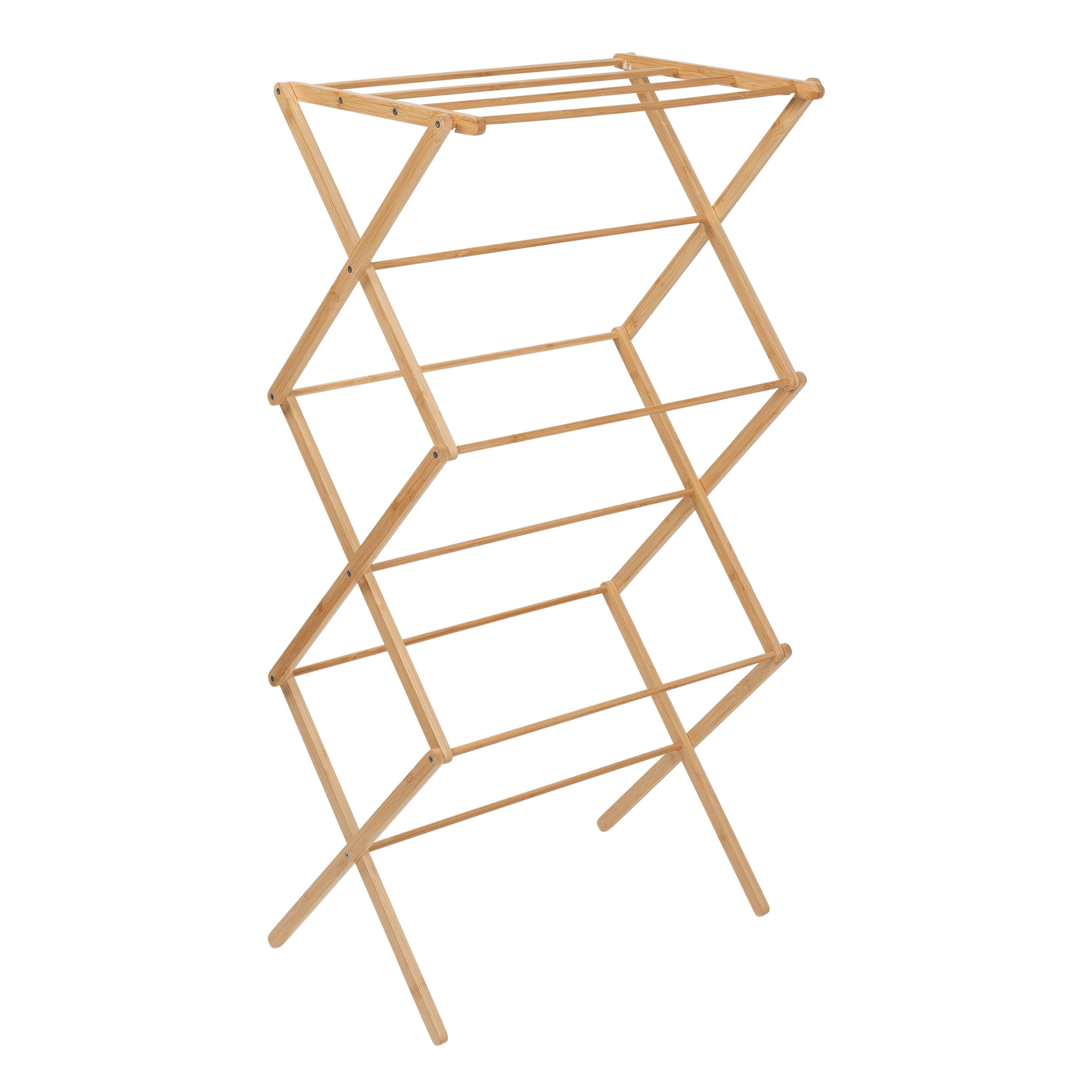 Natural Bamboo Compact Collapsible Clothes Drying Rack