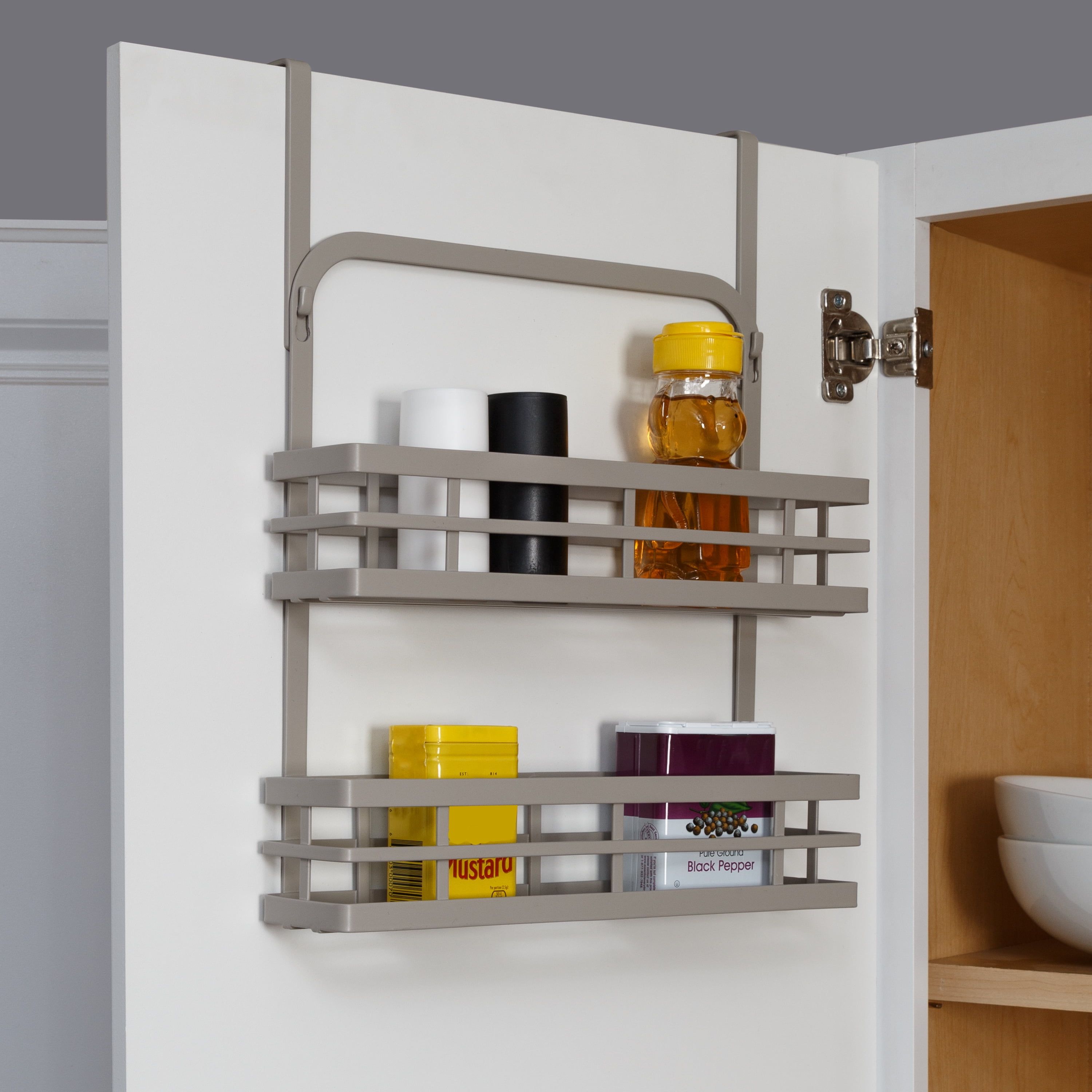 Gray Steel 2-Tier Hanging Spice Rack