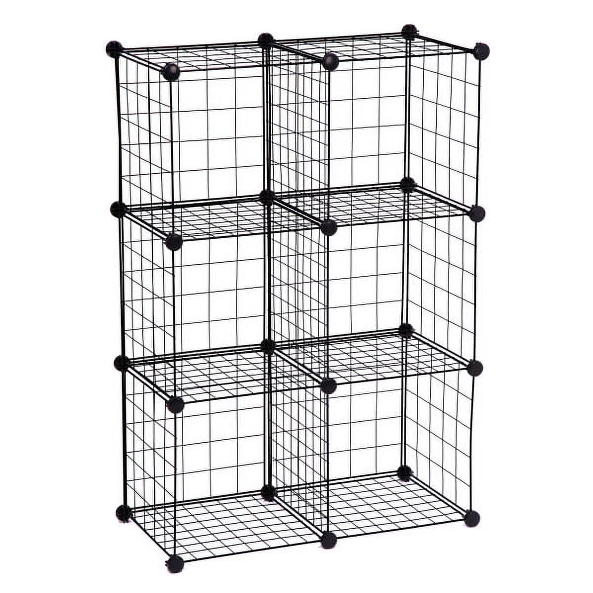 Modular Black Steel Mesh 6-Cube Organizer Set