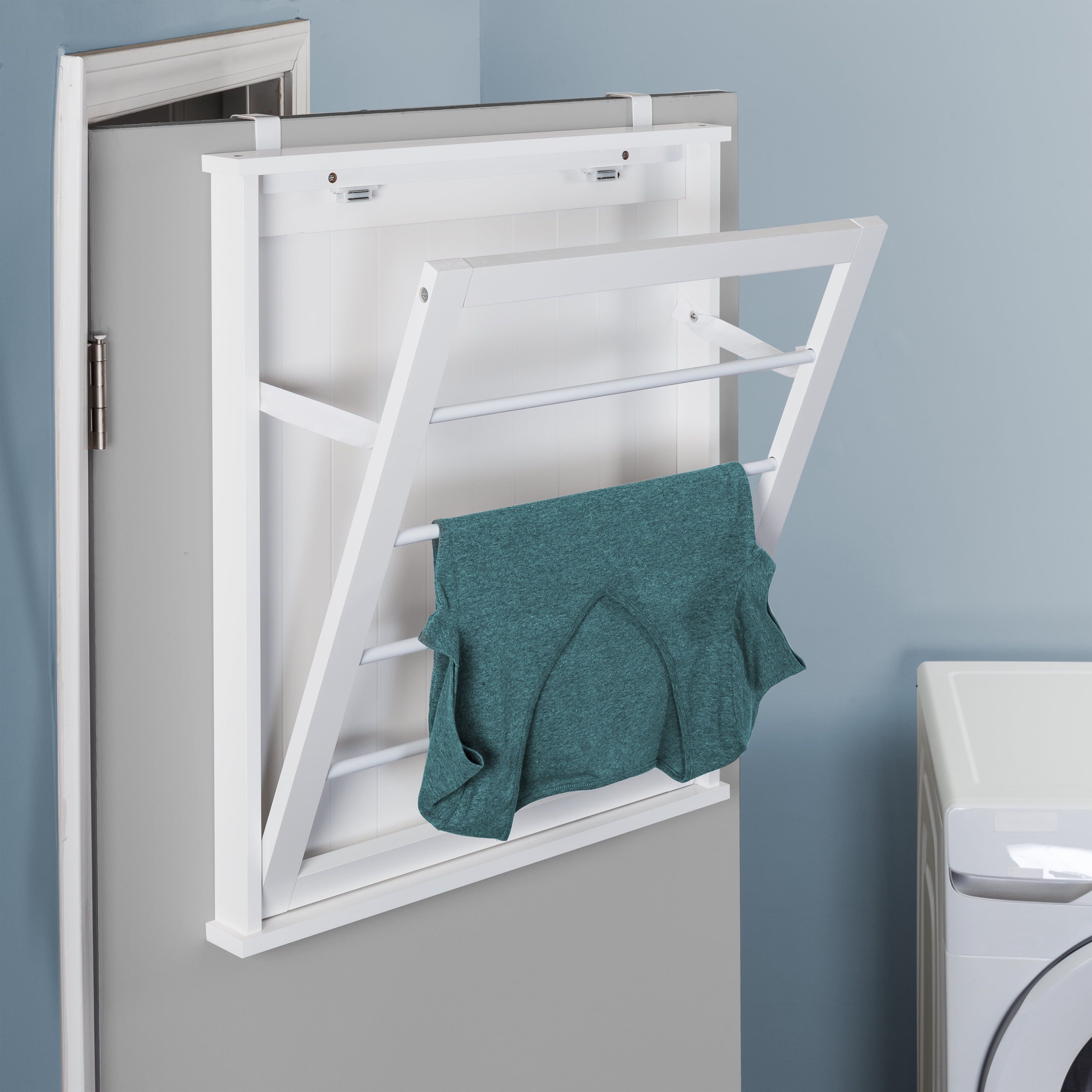 White MDF Wall-Mount Folding Drying Rack